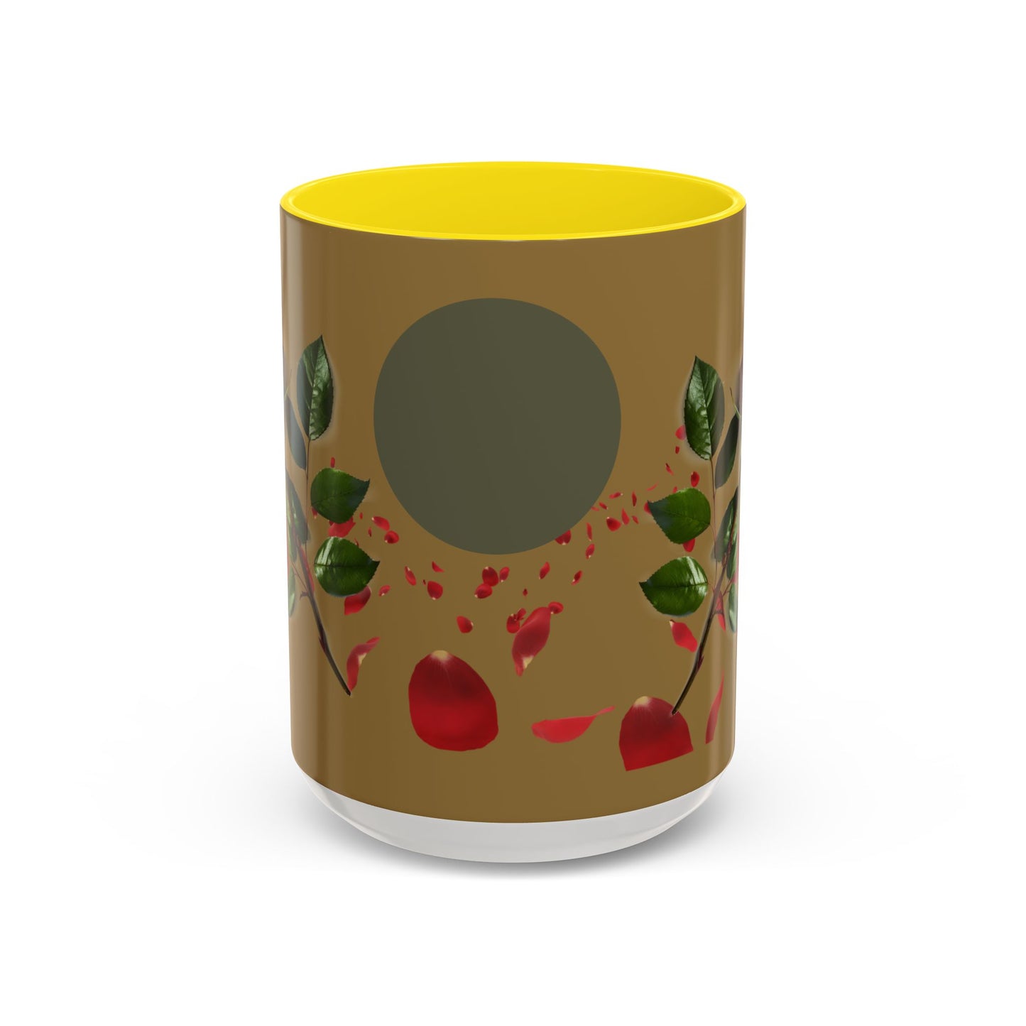 Red Rose Petals Coffee Mug  Accent Black Handle Interior,