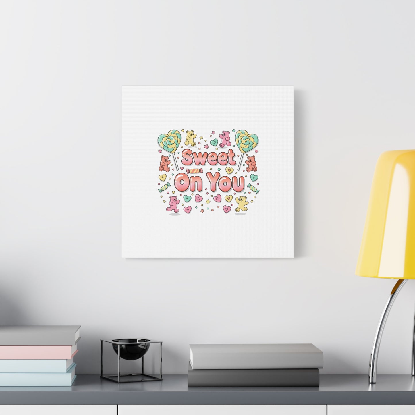 Sweet On You Canvas | Valentine Candycore heart candy pattern, pastel snackcore art