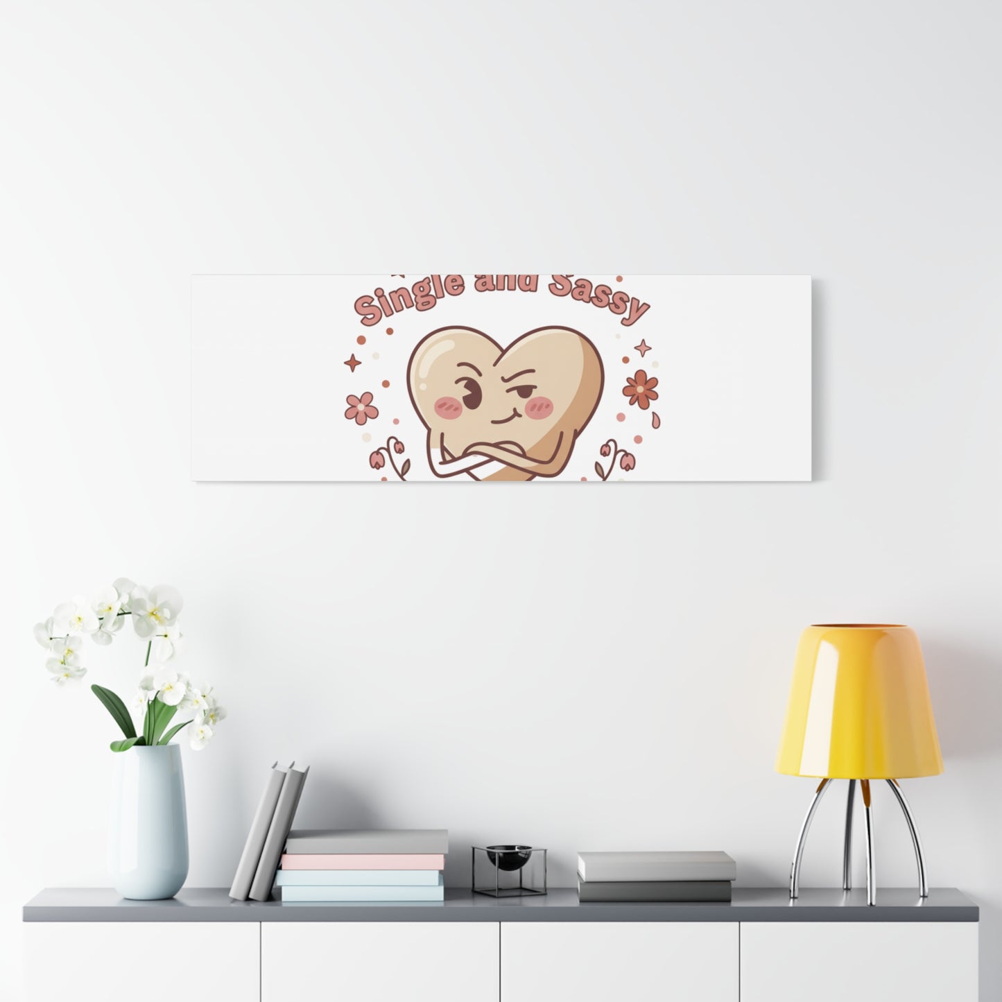 Single and Sassy Heart Canvas | Anti‑Valentine, Pastel Cynic Wall Art