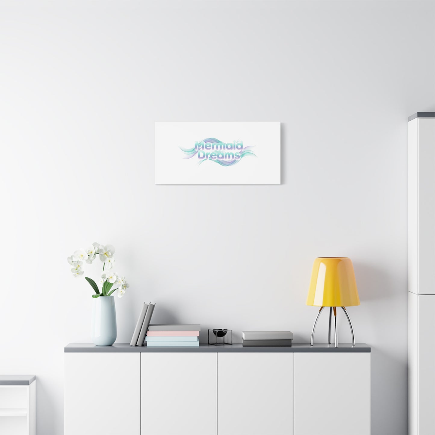 Mermaid Dreams Matte Canvas | iridescent text, pearly word accent