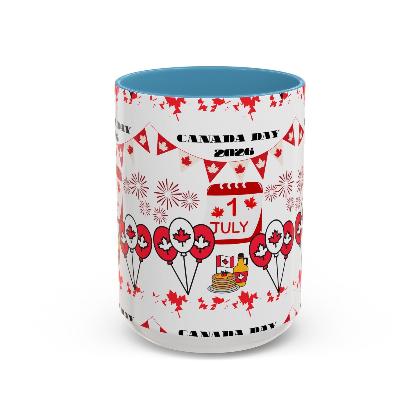 Canada Day Coffee Mug - 1 July 2026 Red Maple Balloon Accent Mug