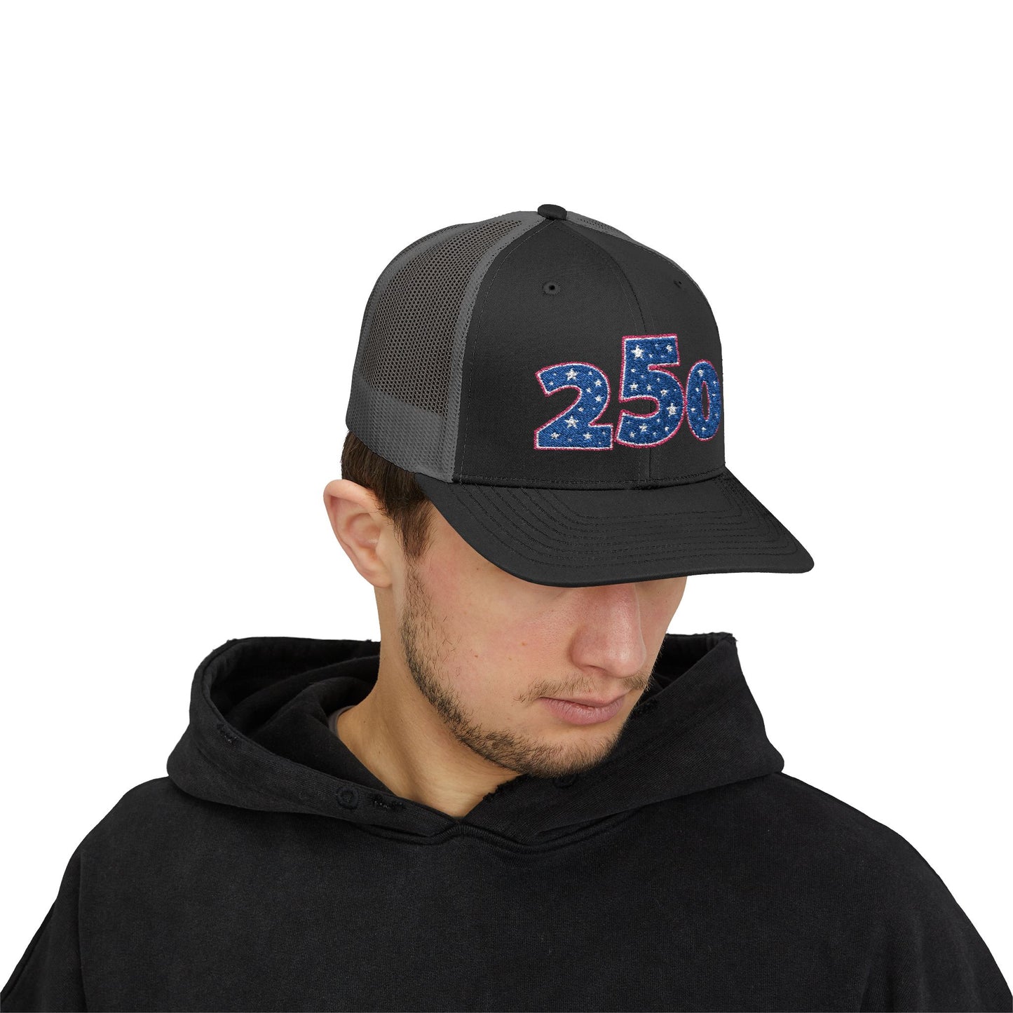 Blue Glitter 250 Patch Snapback Cap | Trucker Mesh Hat
