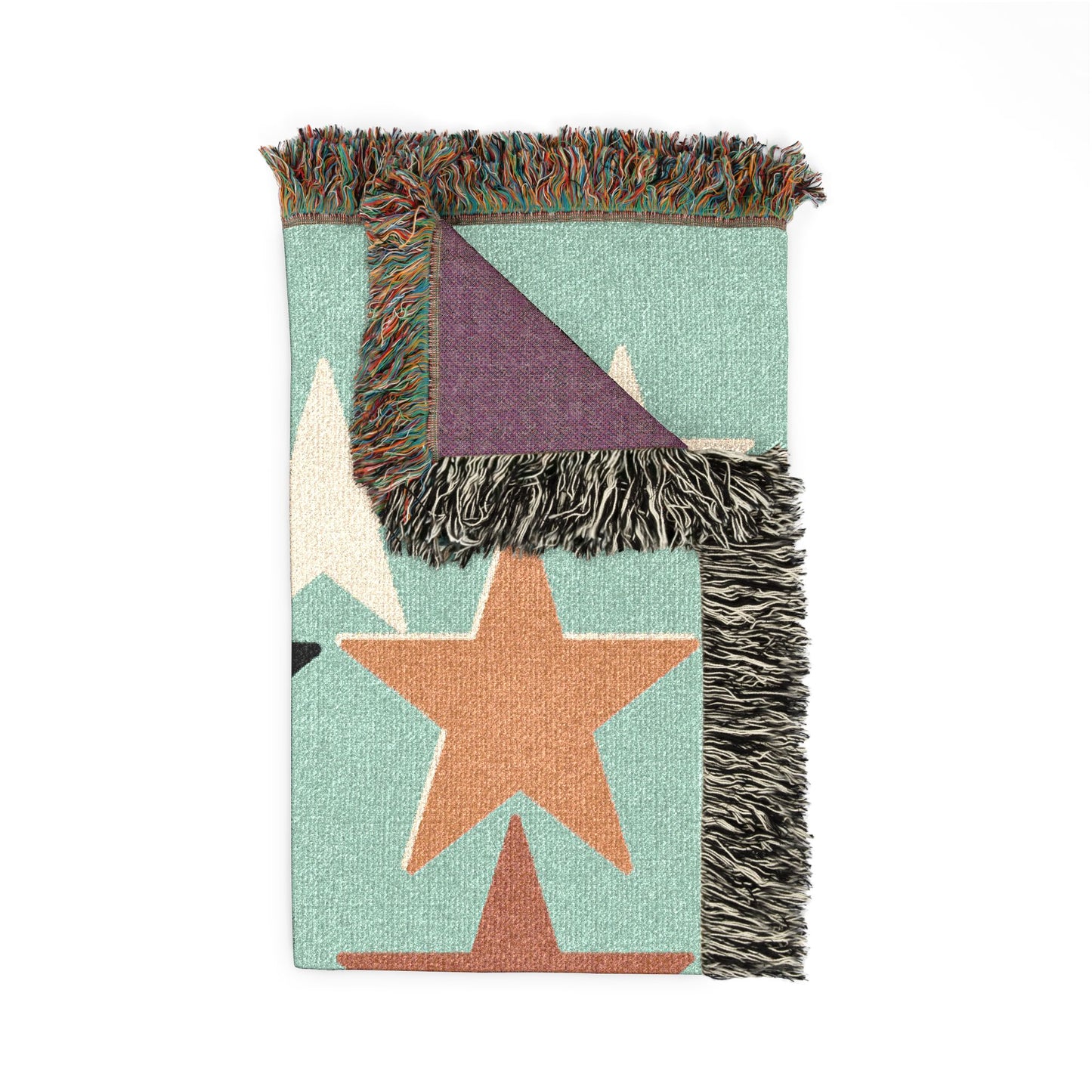 Multicolor Star Pattern Woven Blanket | Retro Celestial Throw