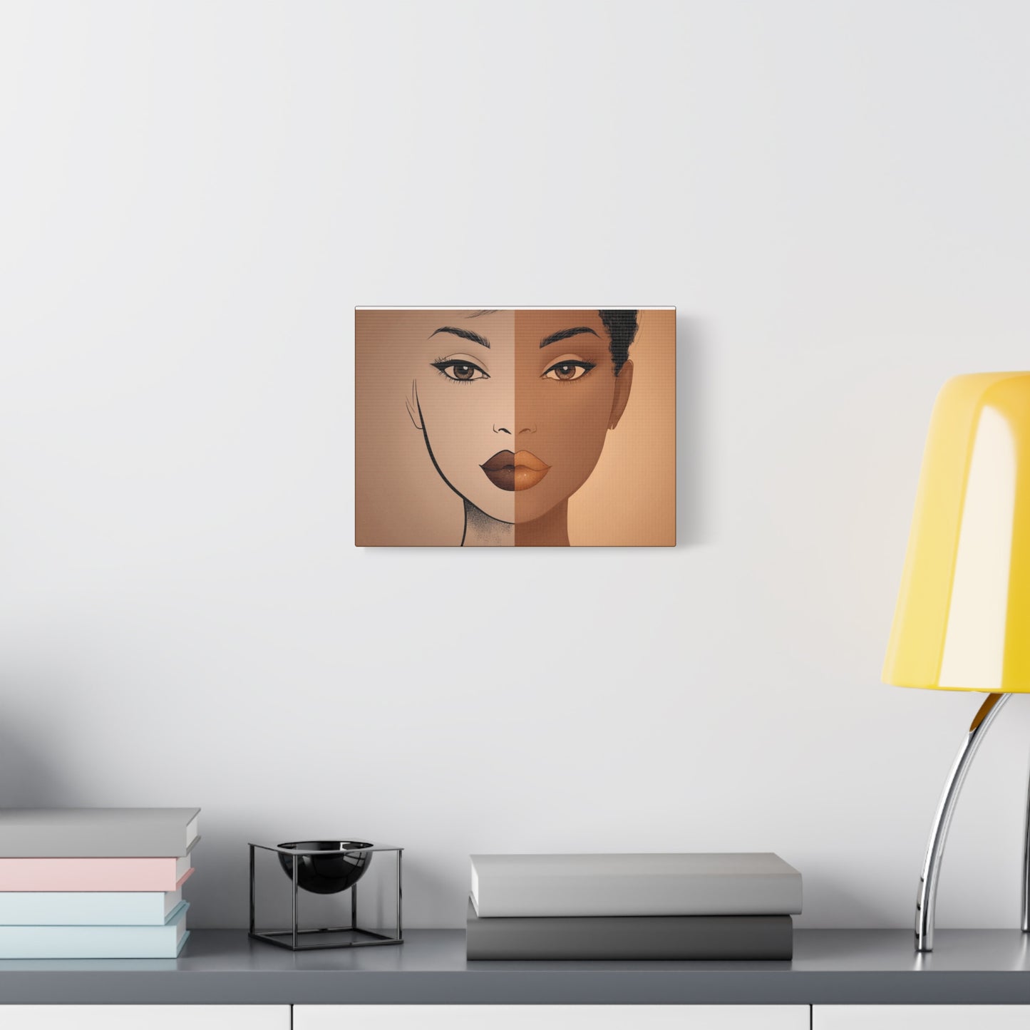 African American Half Happy Half Sad Face Canvas | Matte Stretched 1.25"