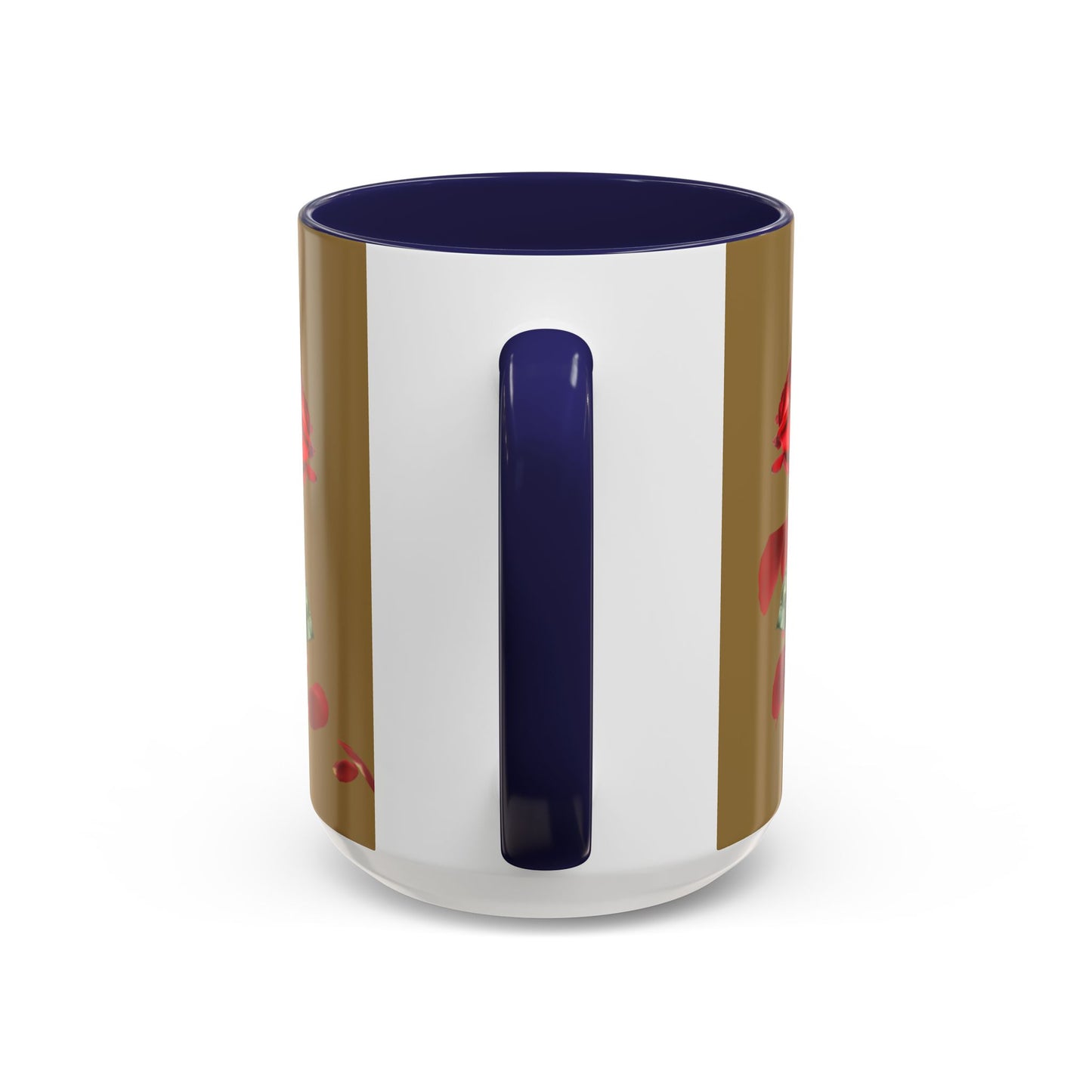 Red Rose Petals Coffee Mug  Accent Black Handle Interior,