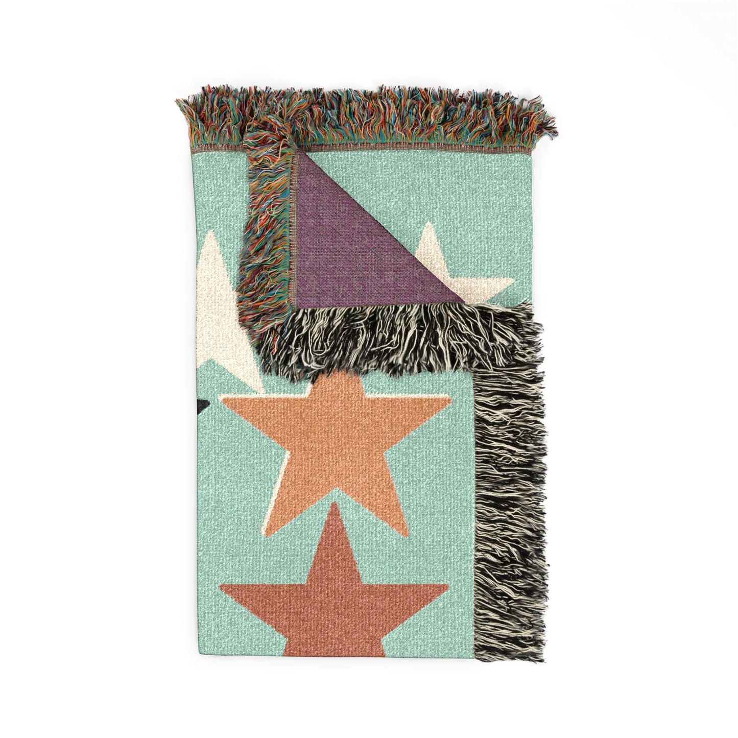 Multicolor Star Pattern Woven Blanket | Retro Celestial Throw