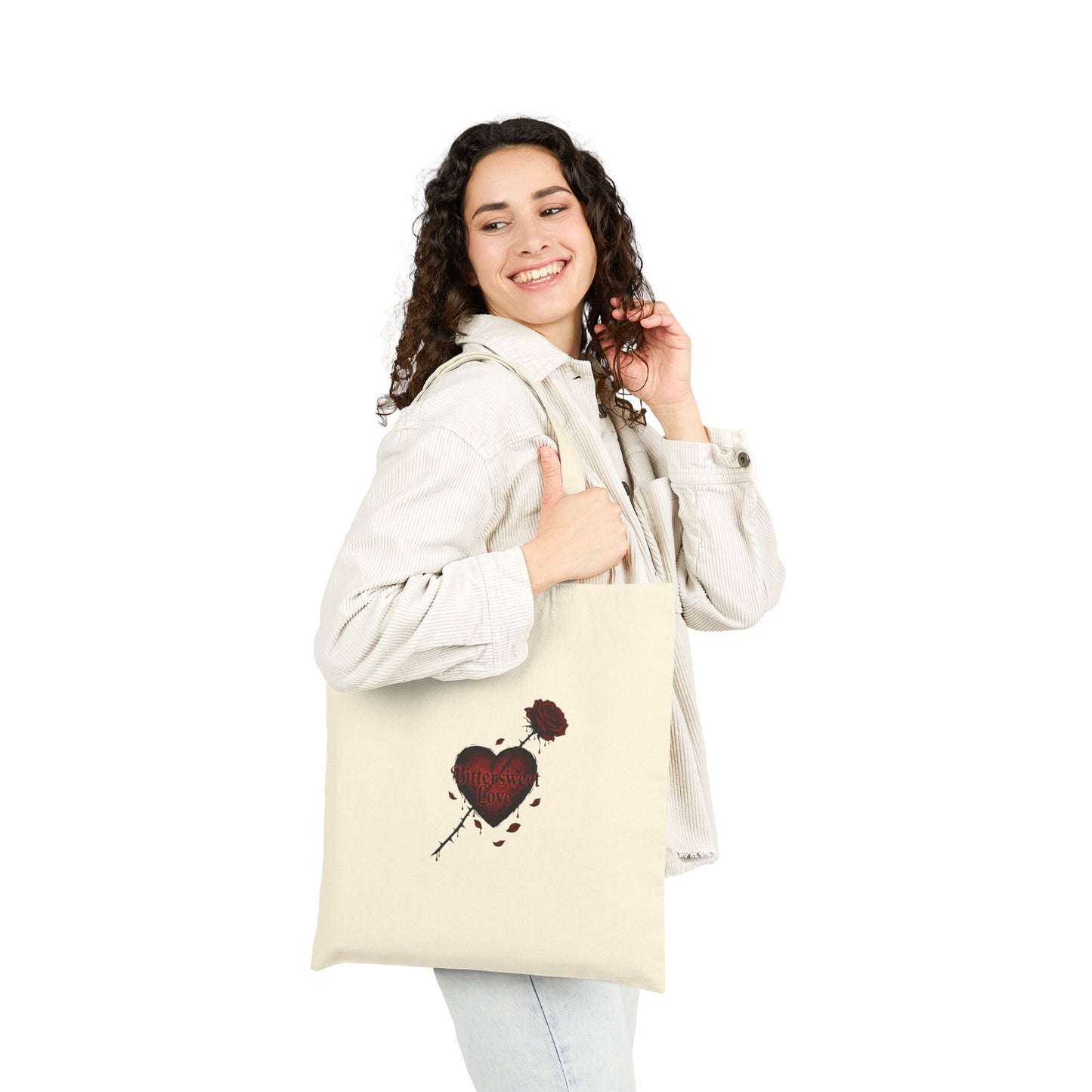 Bleeding Heart Tote Bag | goth valentine, dark romance black rose
