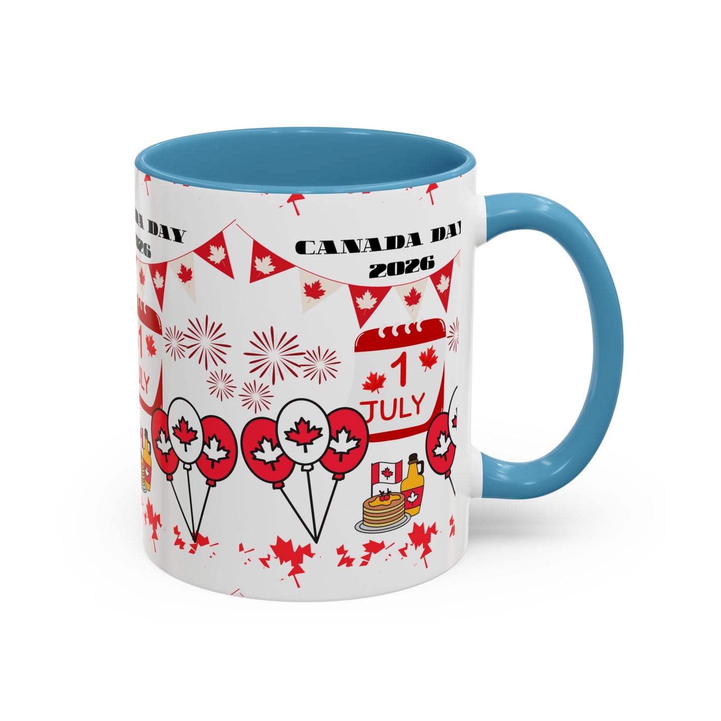 Canada Day Coffee Mug - 1 July 2026 Red Maple Balloon Accent Mug
