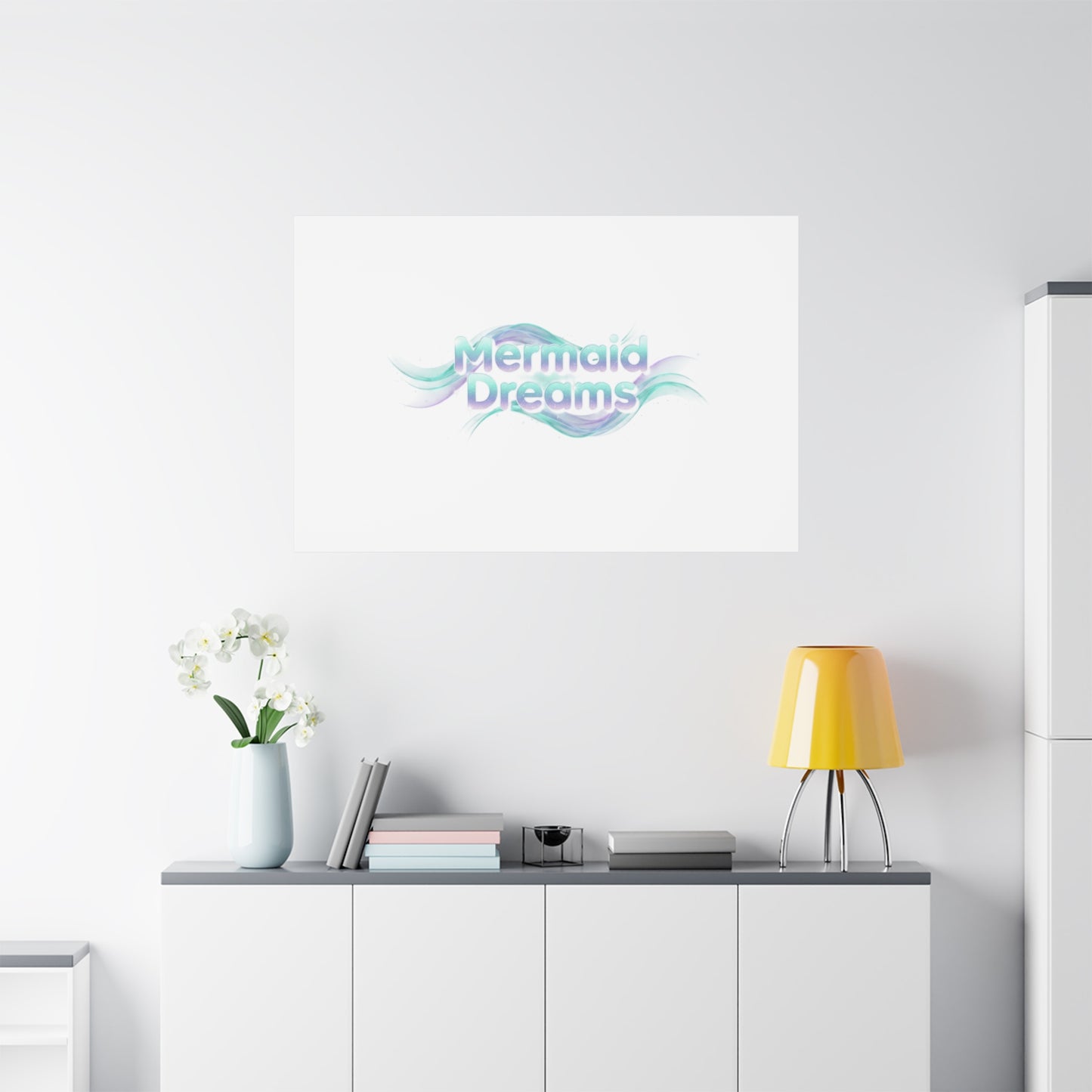 Mermaid Dreams Matte Canvas | iridescent text, pearly word accent
