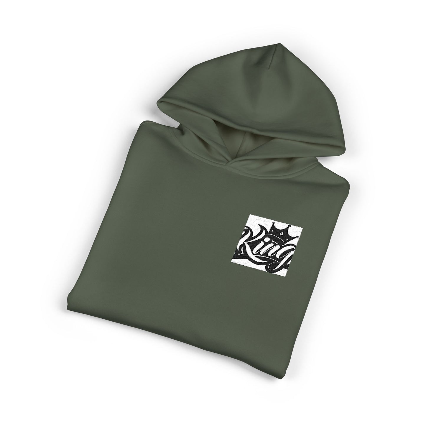 Relaxed Hoodie — Minimal Black Crown Chest Logo Hooded Sweatshirt