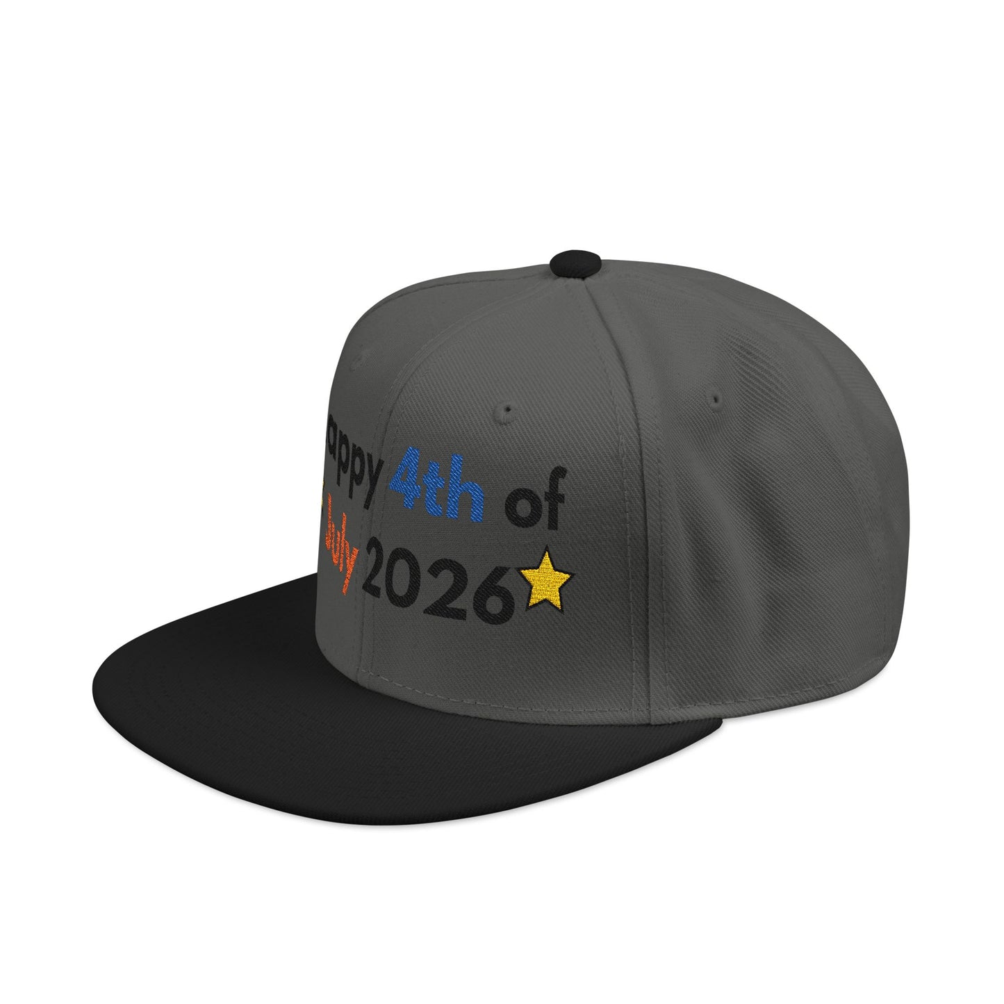 Happy 4th of July 2026 Embroidered Snapback Hat