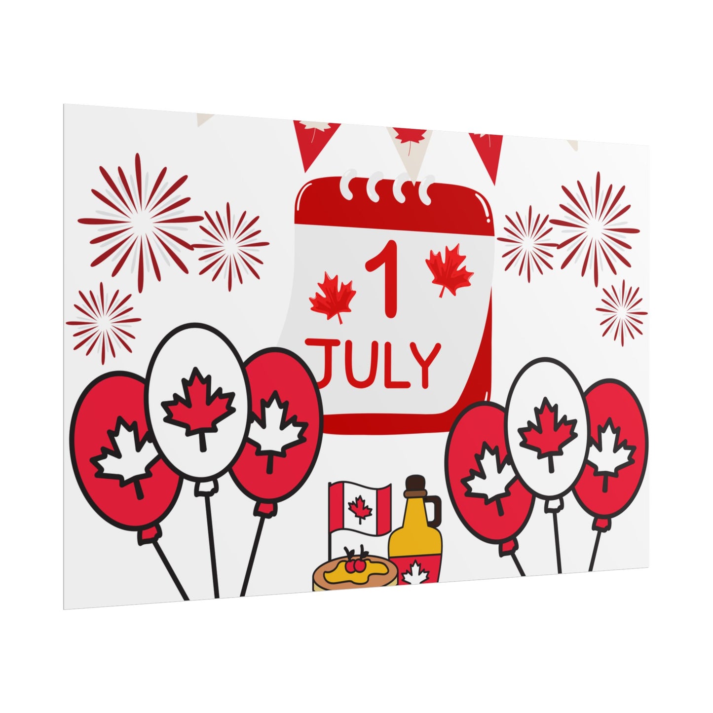 Canada Day 1 July Poster – Red Maple Leaf Celebration Print