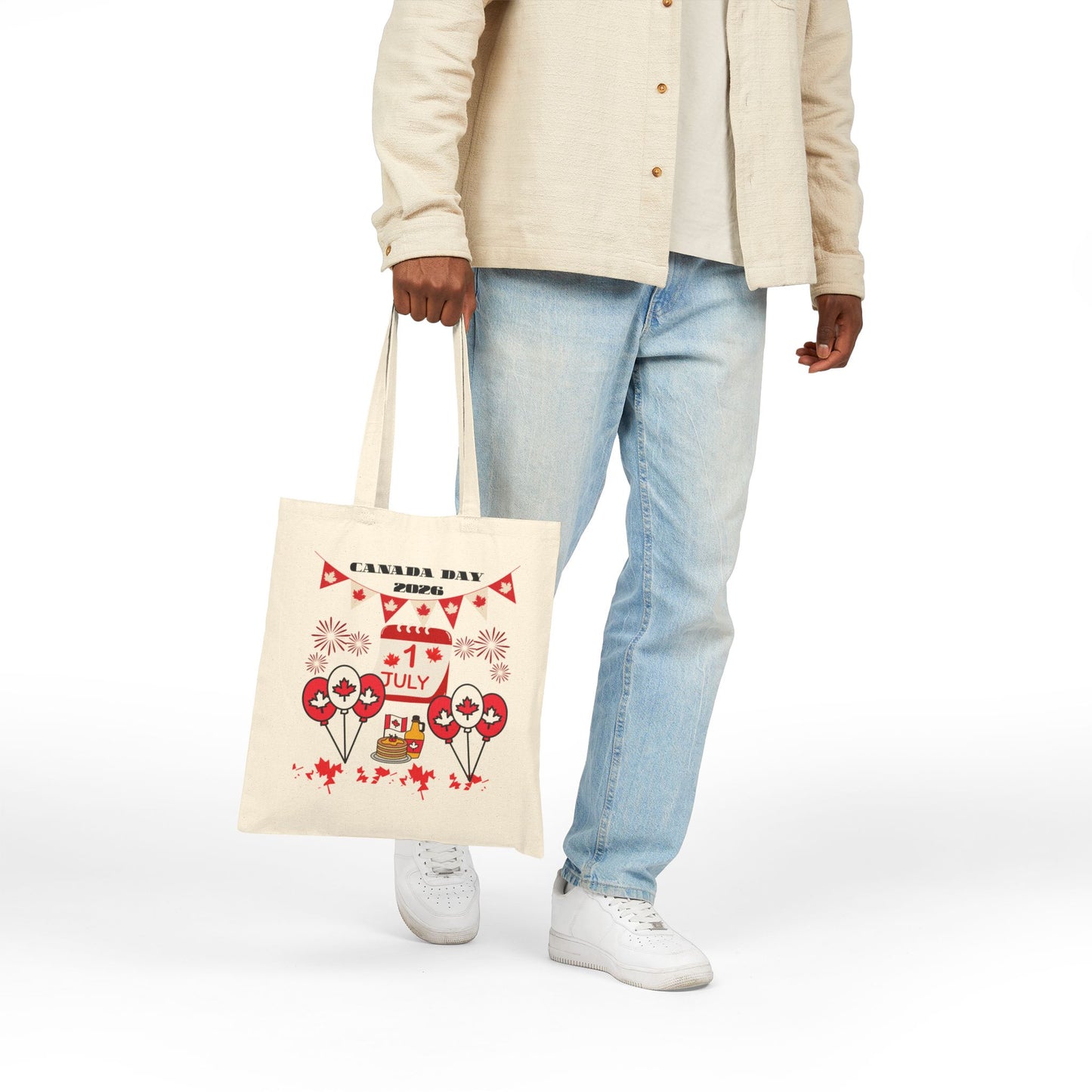 Canada Day Cotton Tote Bag — Happy Canada Day Patriotic Maple Leaf Design