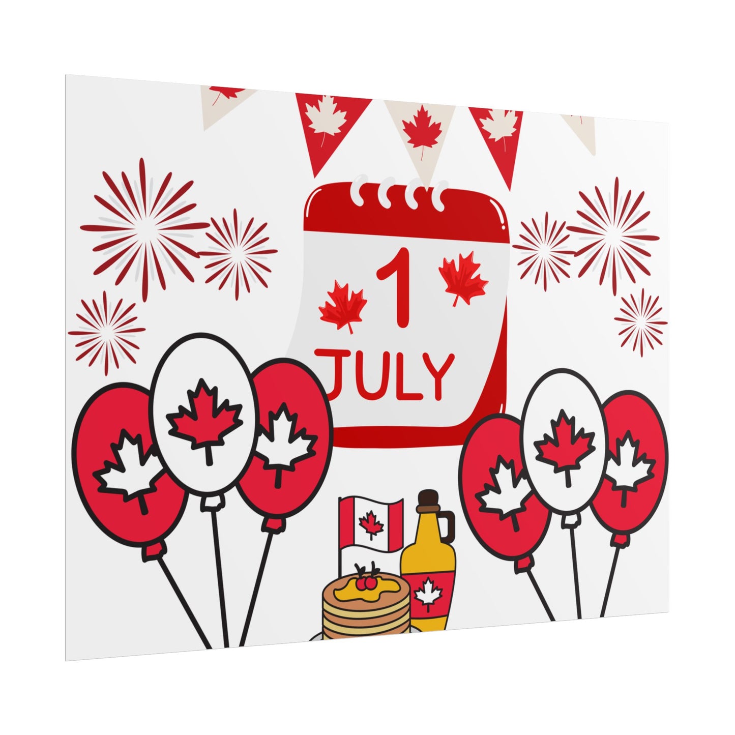 Canada Day 1 July Poster – Red Maple Leaf Celebration Print