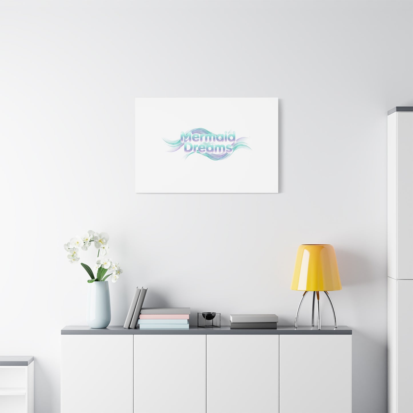 Mermaid Dreams Matte Canvas | iridescent text, pearly word accent