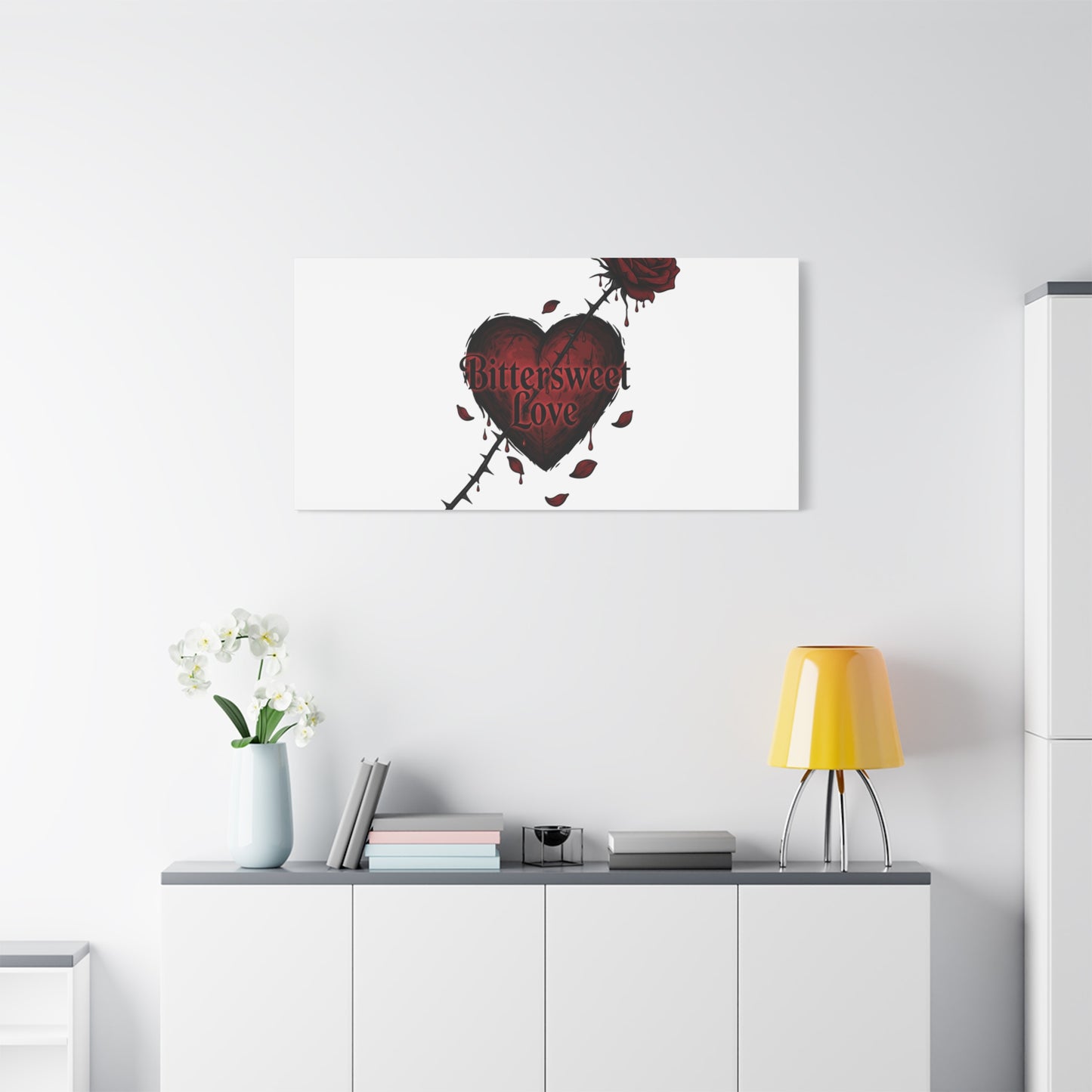 Bittersweet Love heart & thorn rose Canvas | Goth Valentine, Dark Romance Art Print