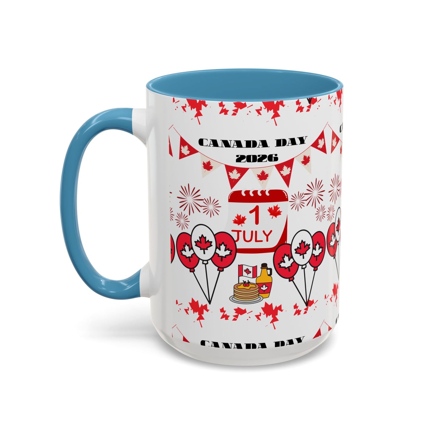 Canada Day Coffee Mug - 1 July 2026 Red Maple Balloon Accent Mug