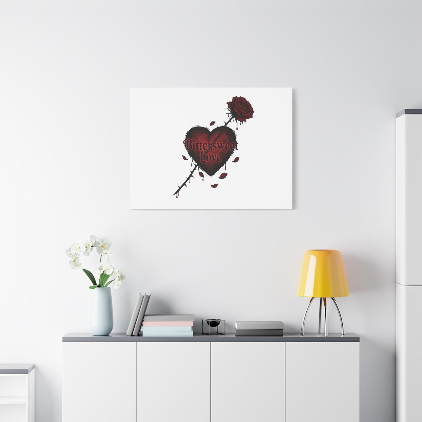 Bittersweet Love heart & thorn rose Canvas | Goth Valentine, Dark Romance Art Print