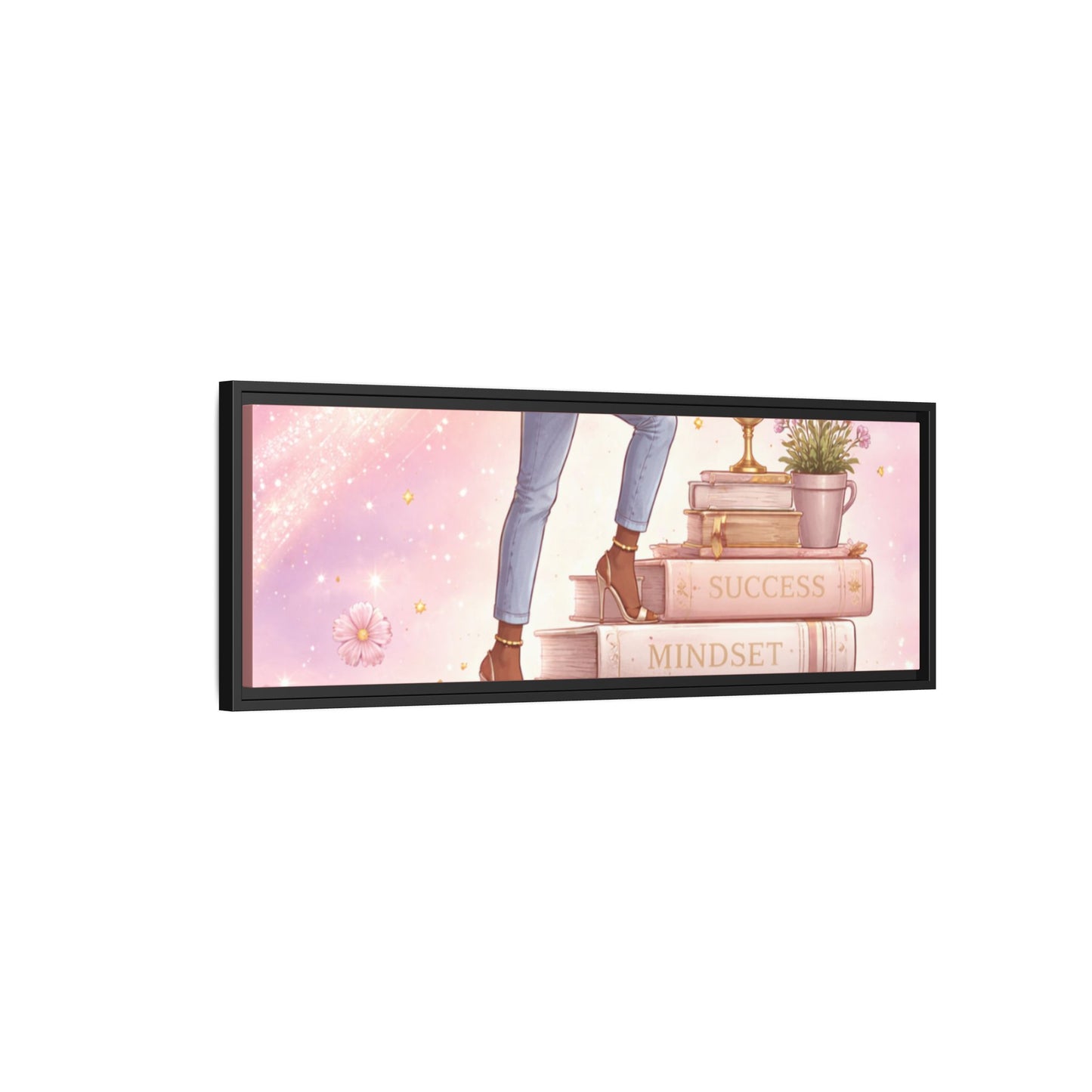 Dream Big Wall Art — Motivational Stacked Books Framed Canvas