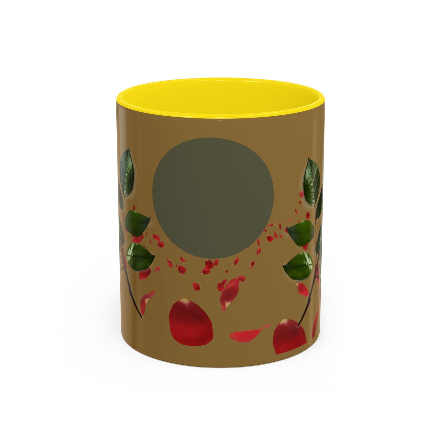 Red Rose Petals Coffee Mug  Accent Black Handle Interior,
