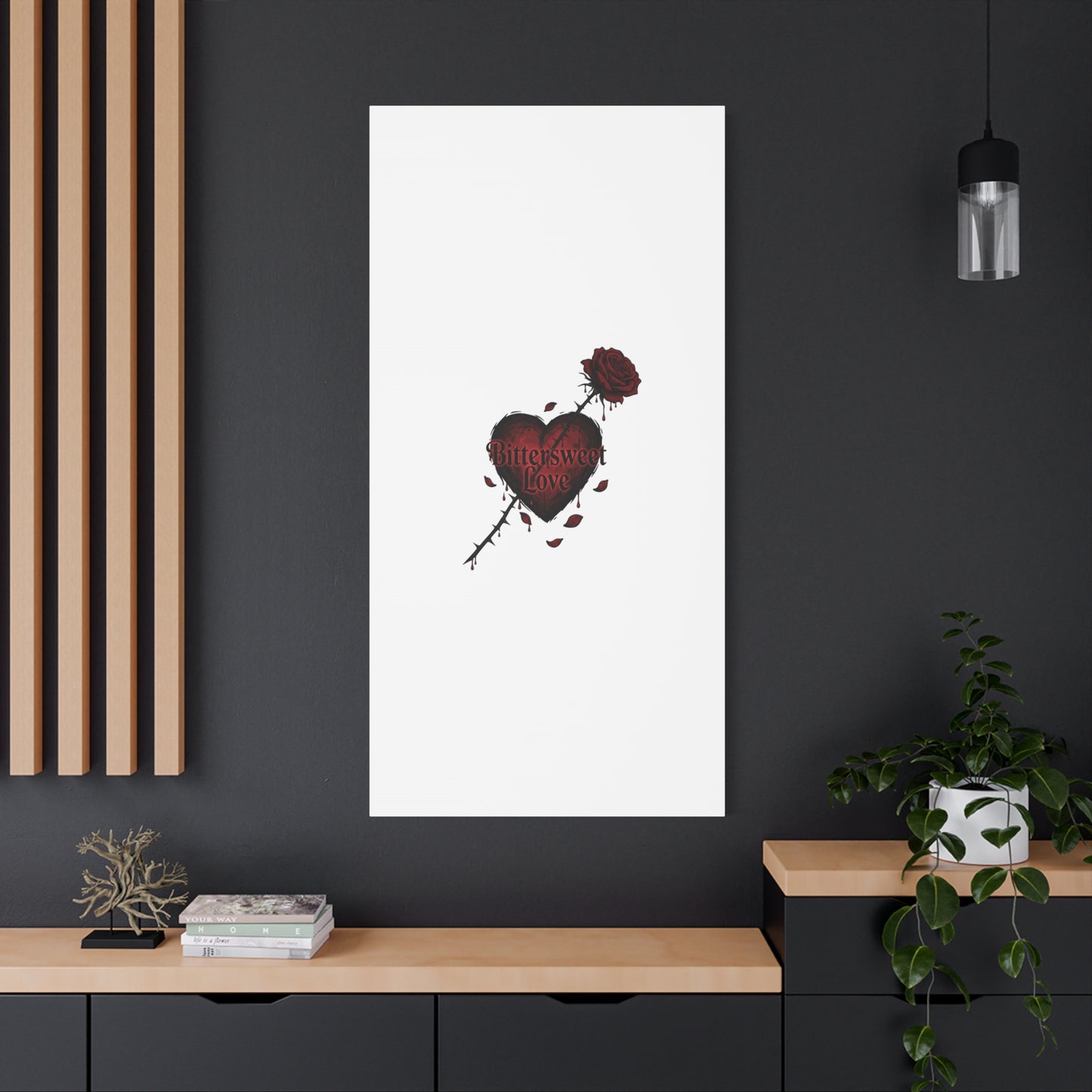 Bittersweet Love heart & thorn rose Canvas | Goth Valentine, Dark Romance Art Print