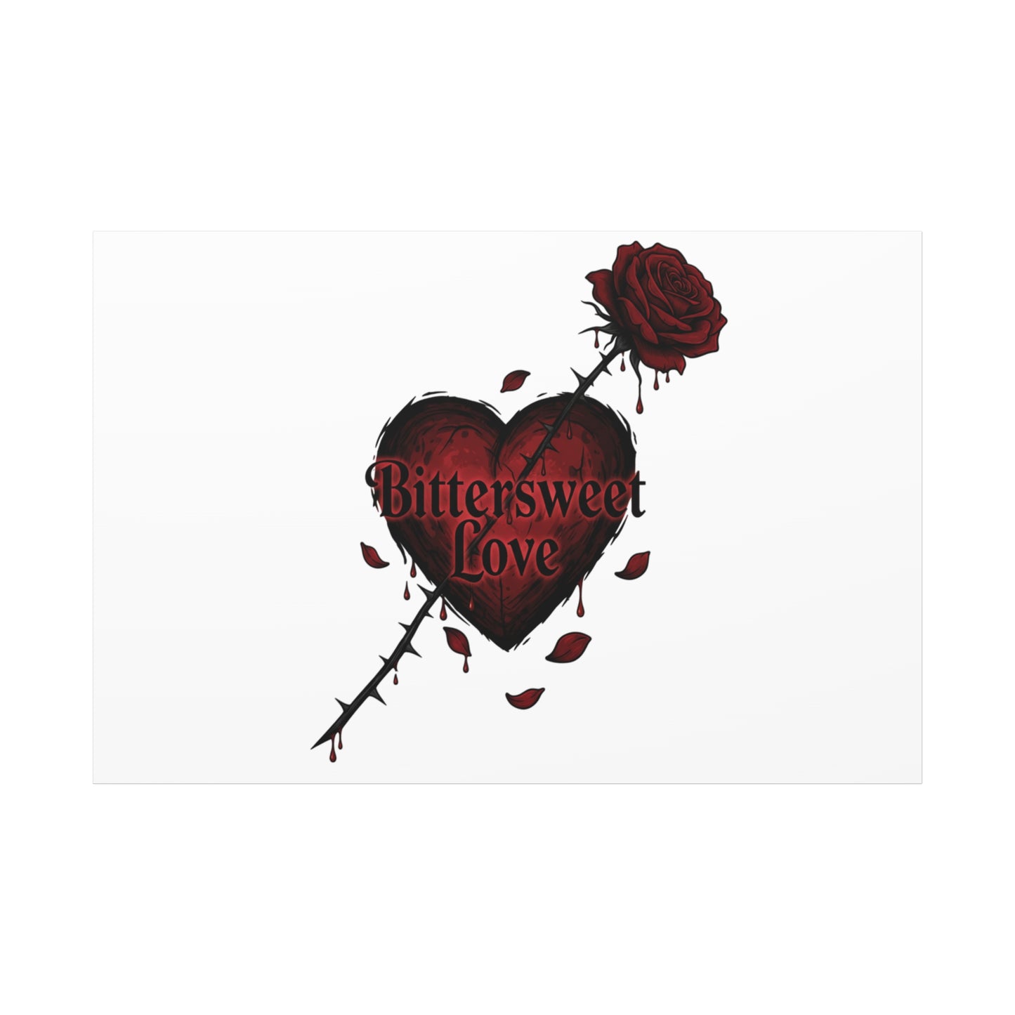Bittersweet Love heart & thorn rose Canvas | Goth Valentine, Dark Romance Art Print