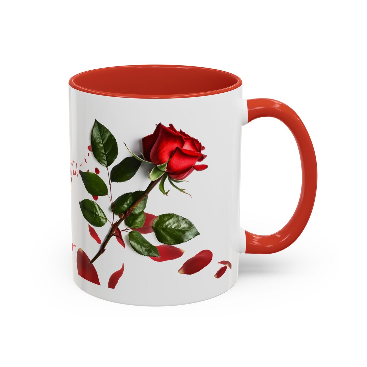Red Rose Petals Accent Coffee Mug | 11oz 15oz