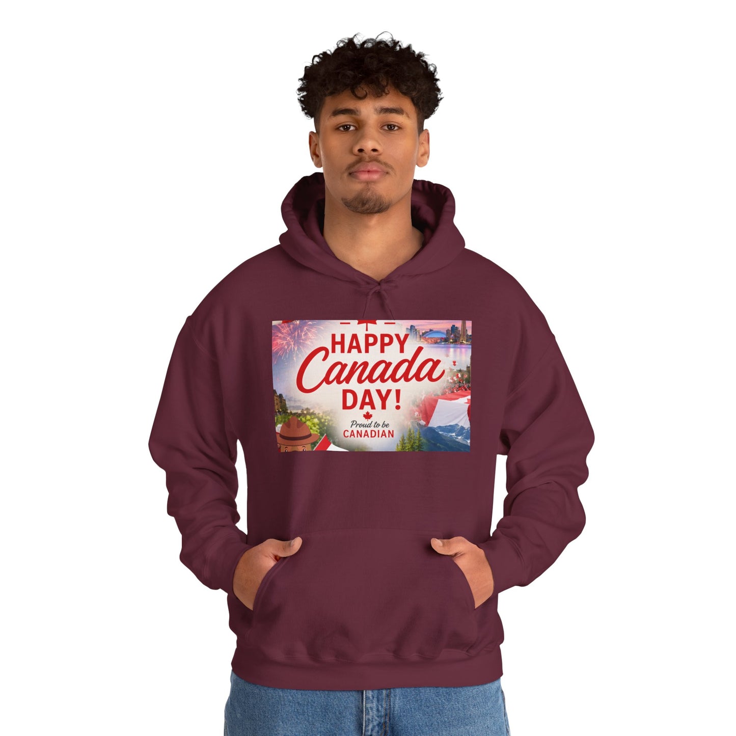 Canada Day Hoodie — "Happy Canada Day! Proud Canadian" Celebration Sweatshirt
