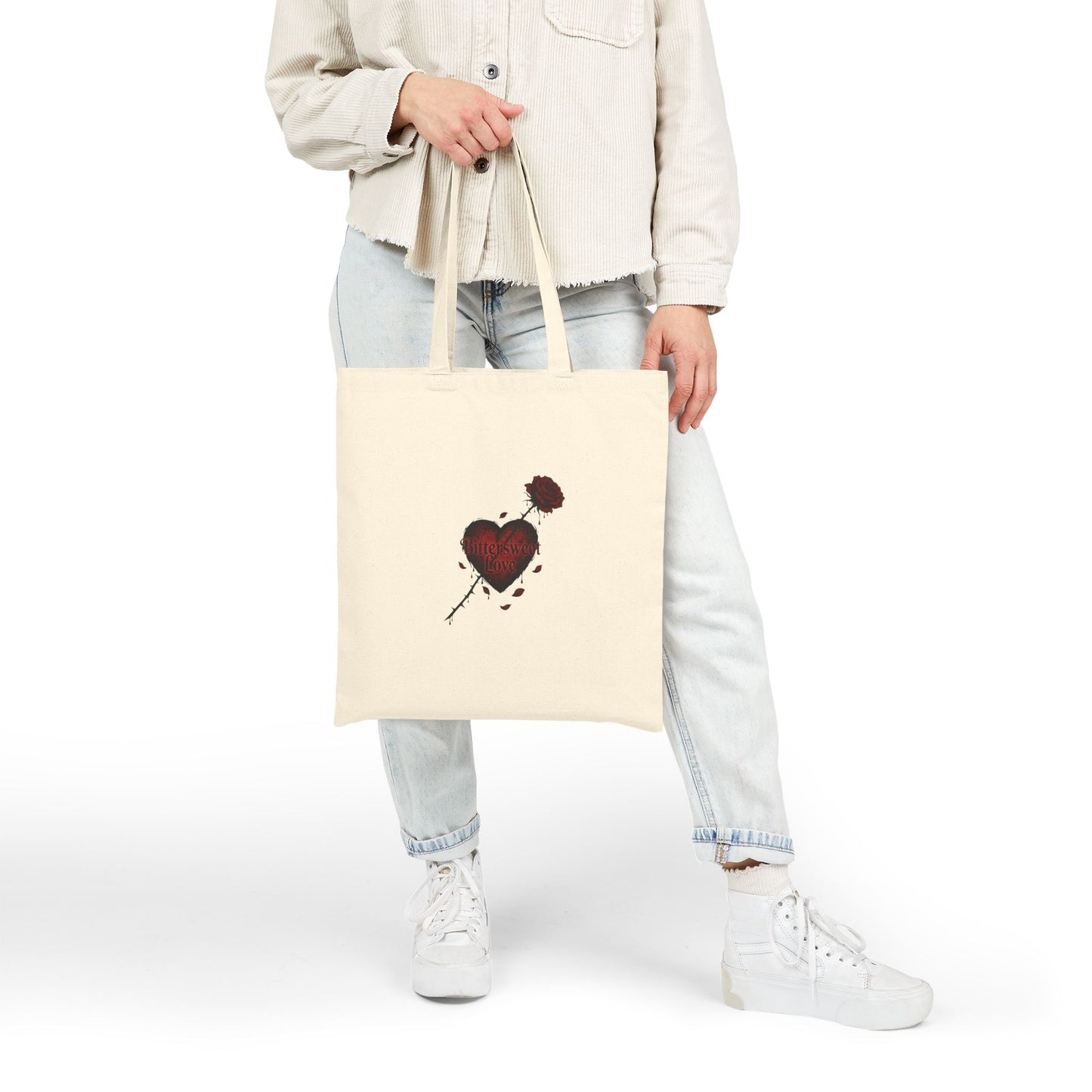 Bleeding Heart Tote Bag | goth valentine, dark romance black rose