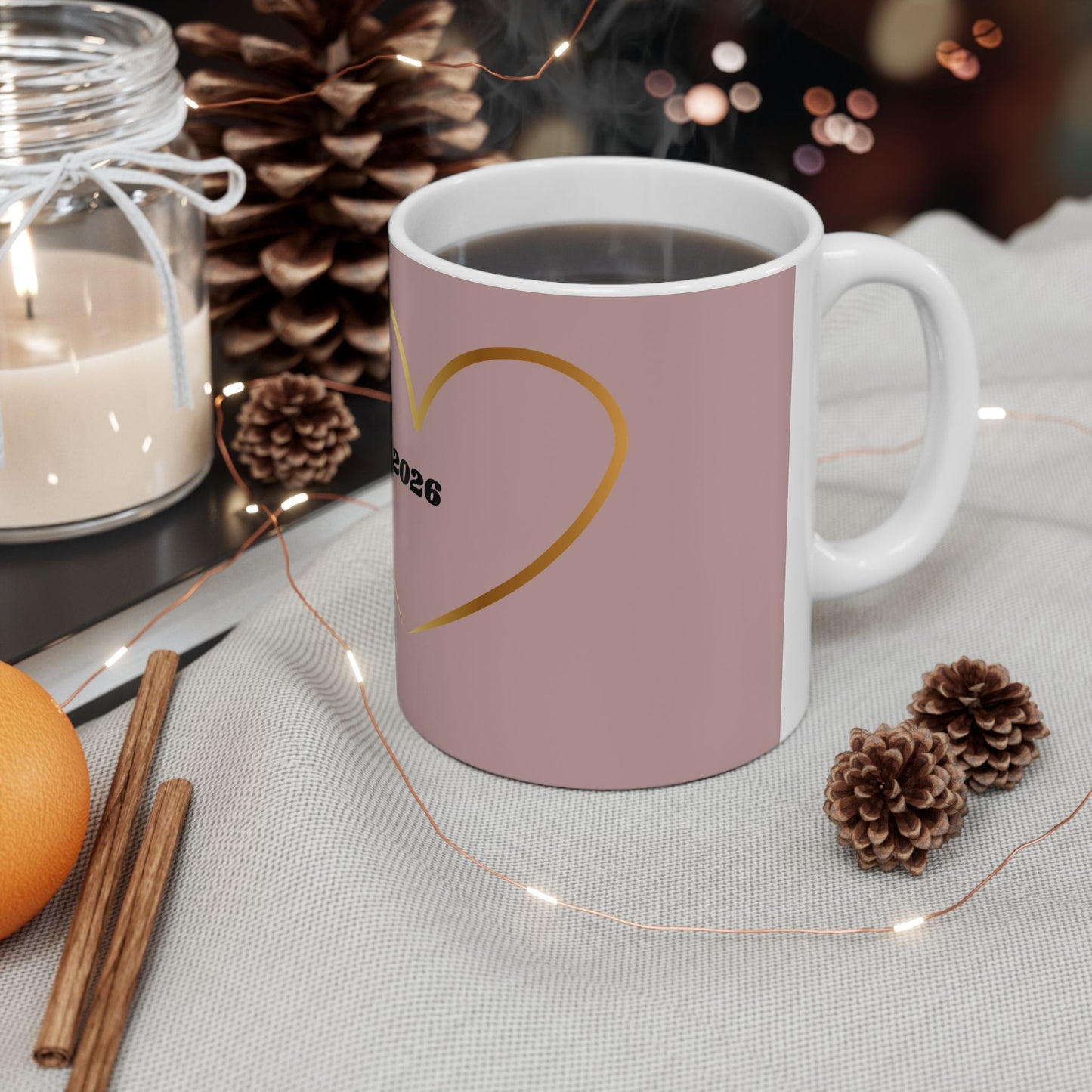 Mama Est. 2026 Ceramic Mug — Pink & Gold New Mom Gift (11oz, 15oz)