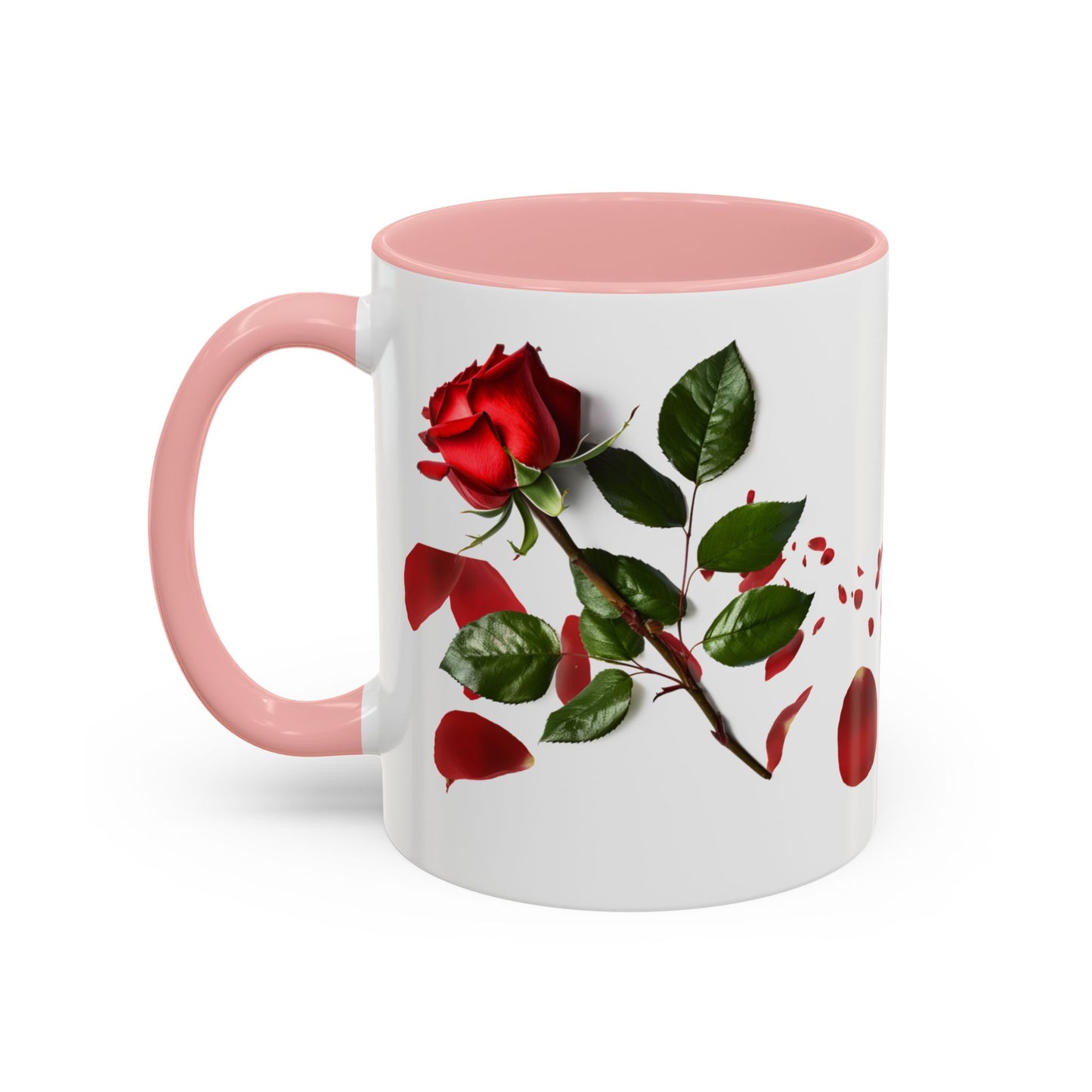 Red Rose Petals Accent Coffee Mug | 11oz 15oz