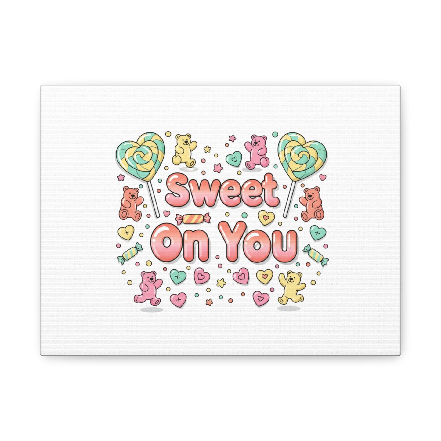 Sweet On You Canvas | Valentine Candycore heart candy pattern, pastel snackcore art