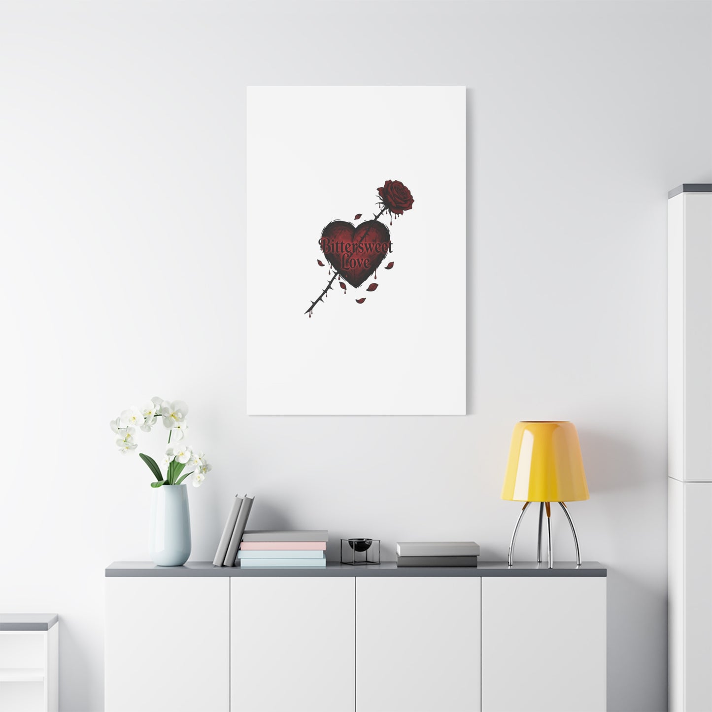 Bittersweet Love heart & thorn rose Canvas | Goth Valentine, Dark Romance Art Print