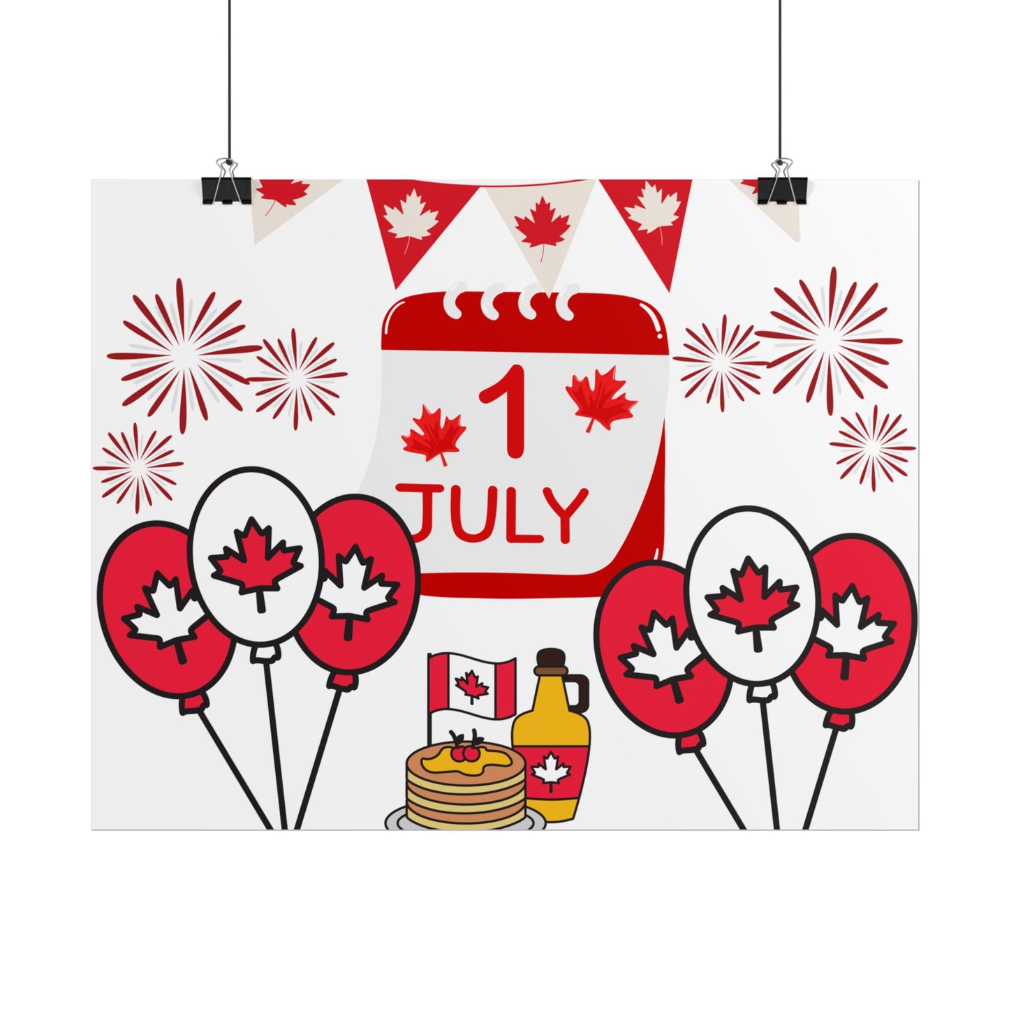 Canada Day 1 July Poster – Red Maple Leaf Celebration Print