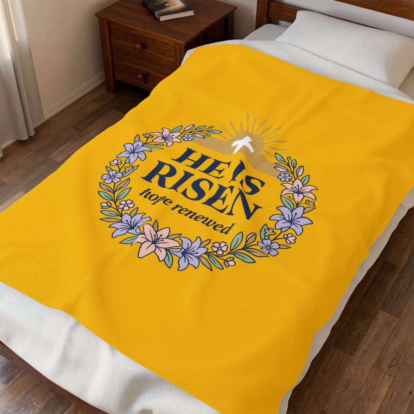 He Is Risen Velveteen Blanket | Easter Christian, Resurrection Scripture