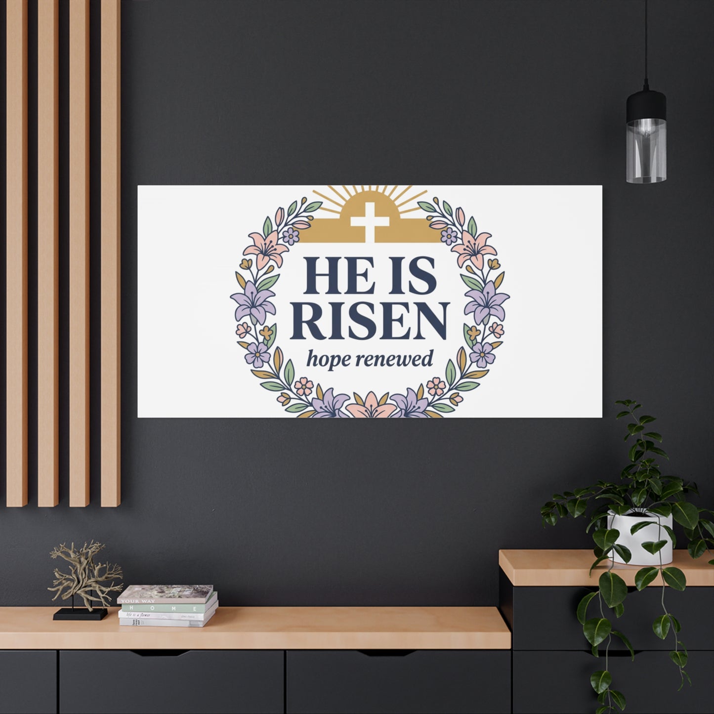 He Is Risen Canvas | Christian Easter Wall Art, Resurrection Scripture