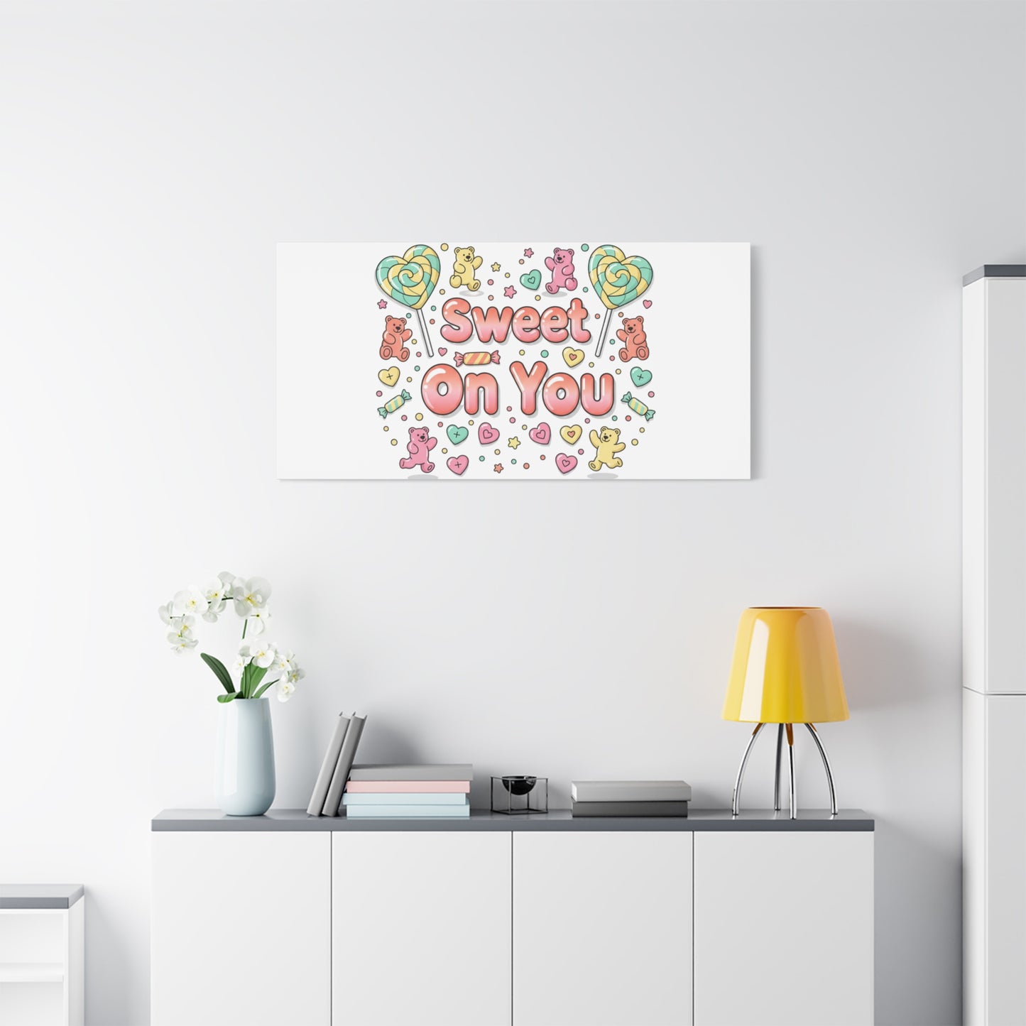 Sweet On You Canvas | Valentine Candycore heart candy pattern, pastel snackcore art