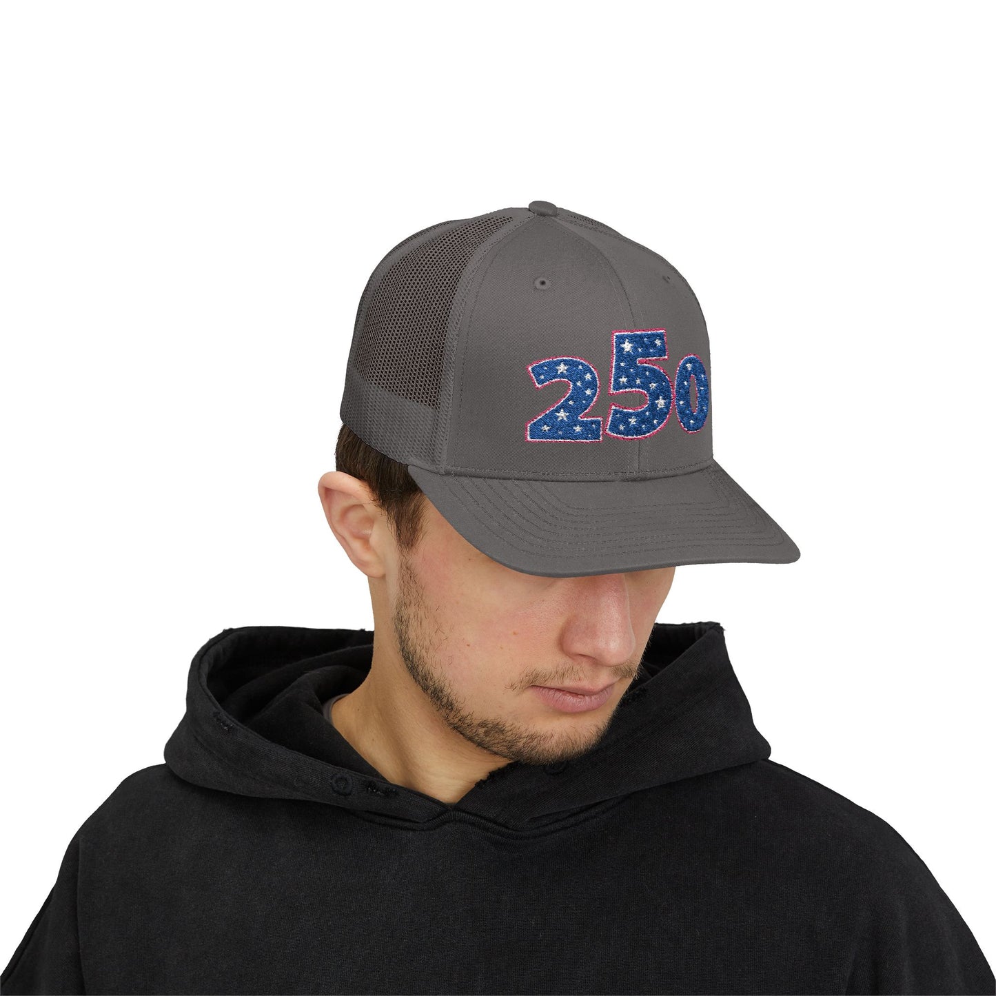 Blue Glitter 250 Patch Snapback Cap | Trucker Mesh Hat