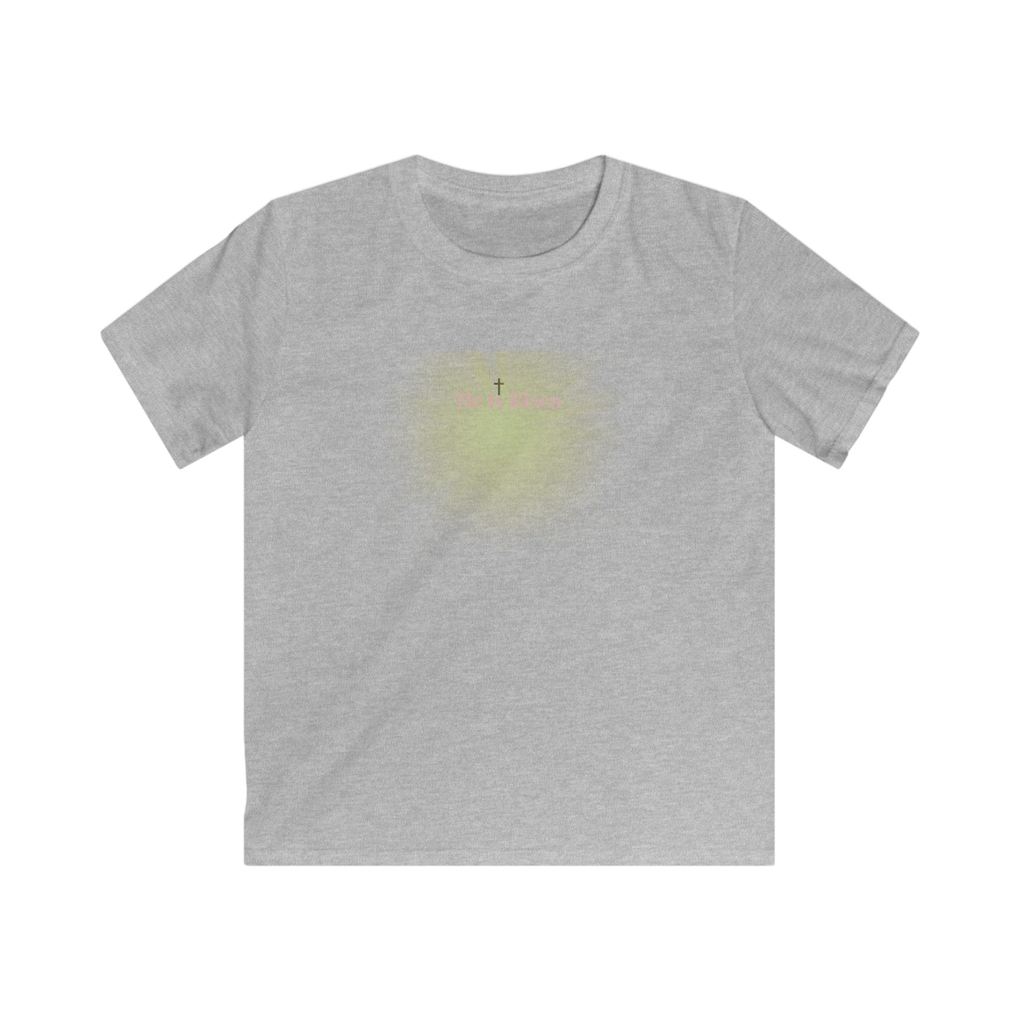 Kids Tee — 'He is Risen' Easter Christian Shirt with Subtle Cross