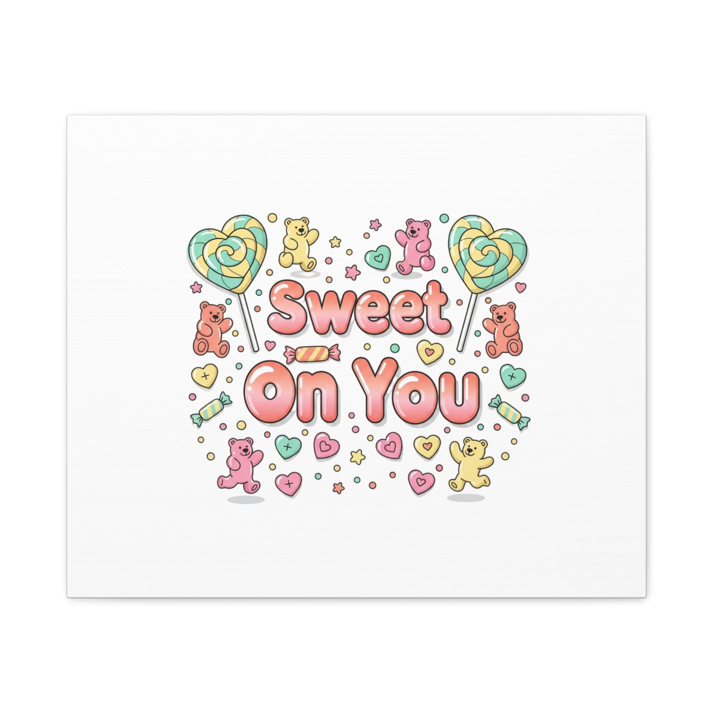 Sweet On You Canvas | Valentine Candycore heart candy pattern, pastel snackcore art