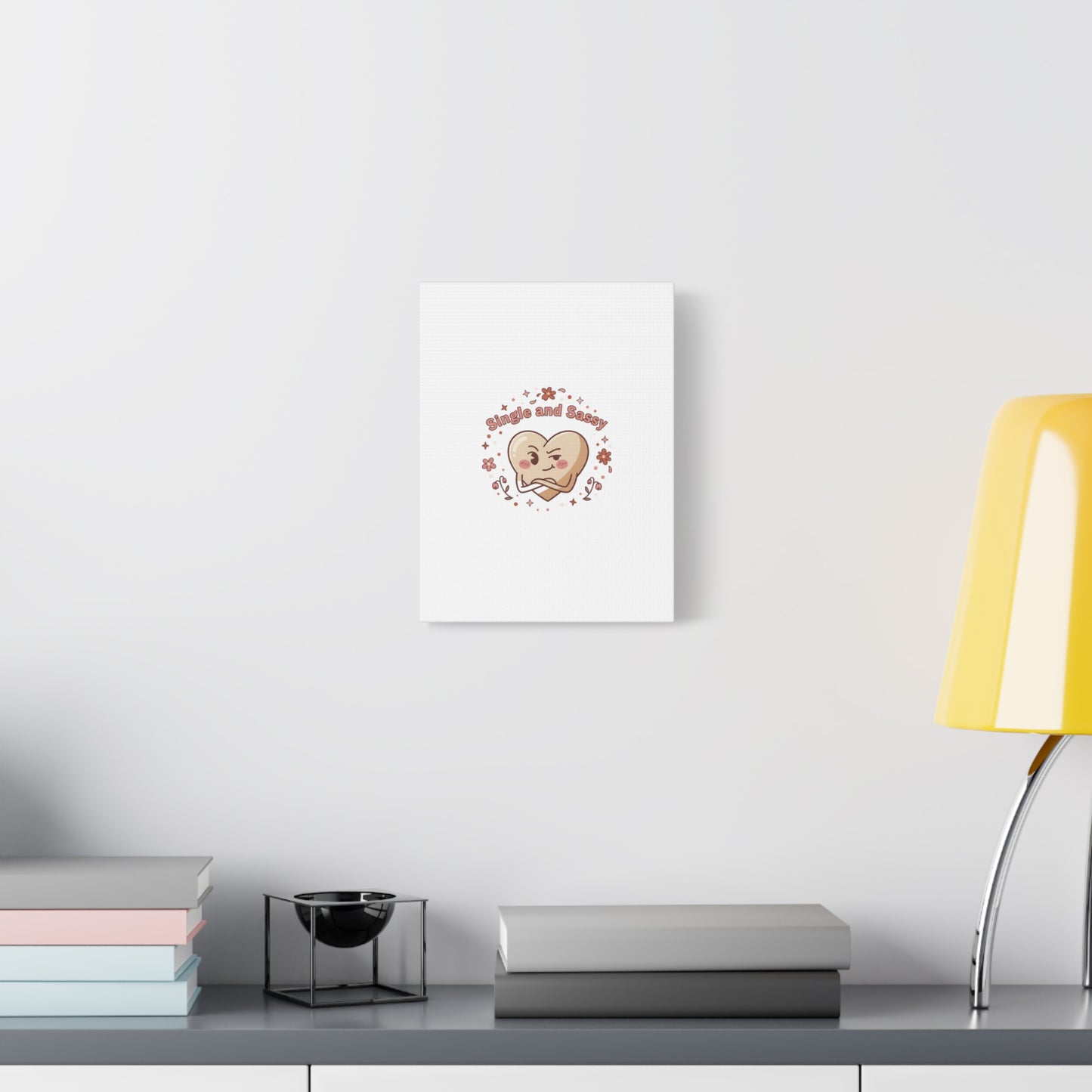 Single and Sassy Heart Canvas | Anti‑Valentine, Pastel Cynic Wall Art