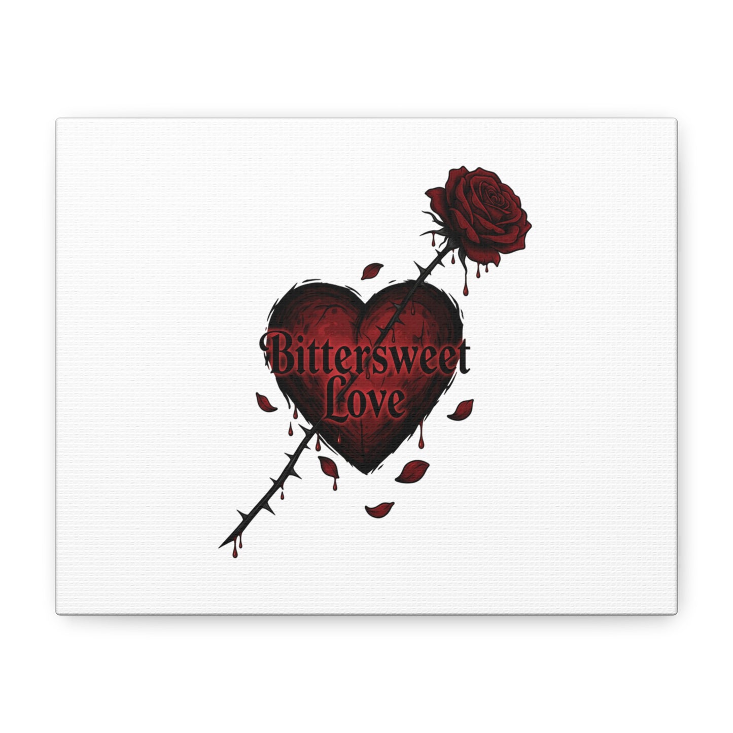Bittersweet Love heart & thorn rose Canvas | Goth Valentine, Dark Romance Art Print