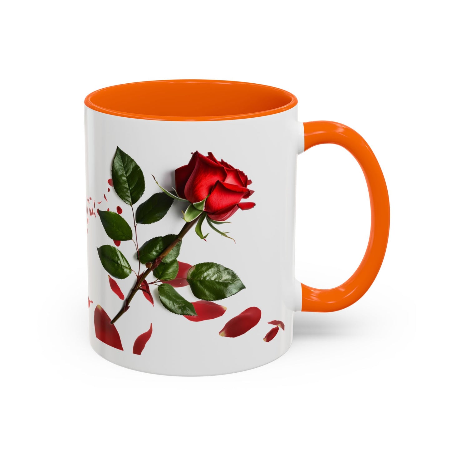 Red Rose Petals Accent Coffee Mug | 11oz 15oz