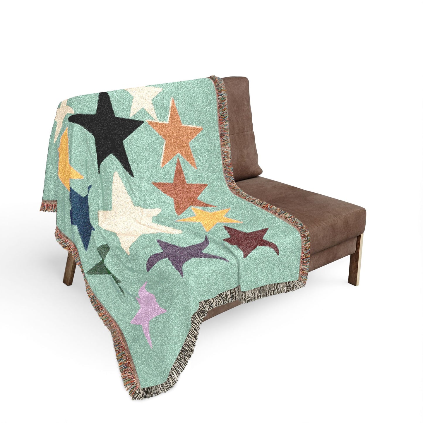 Multicolor Star Pattern Woven Blanket | Retro Celestial Throw