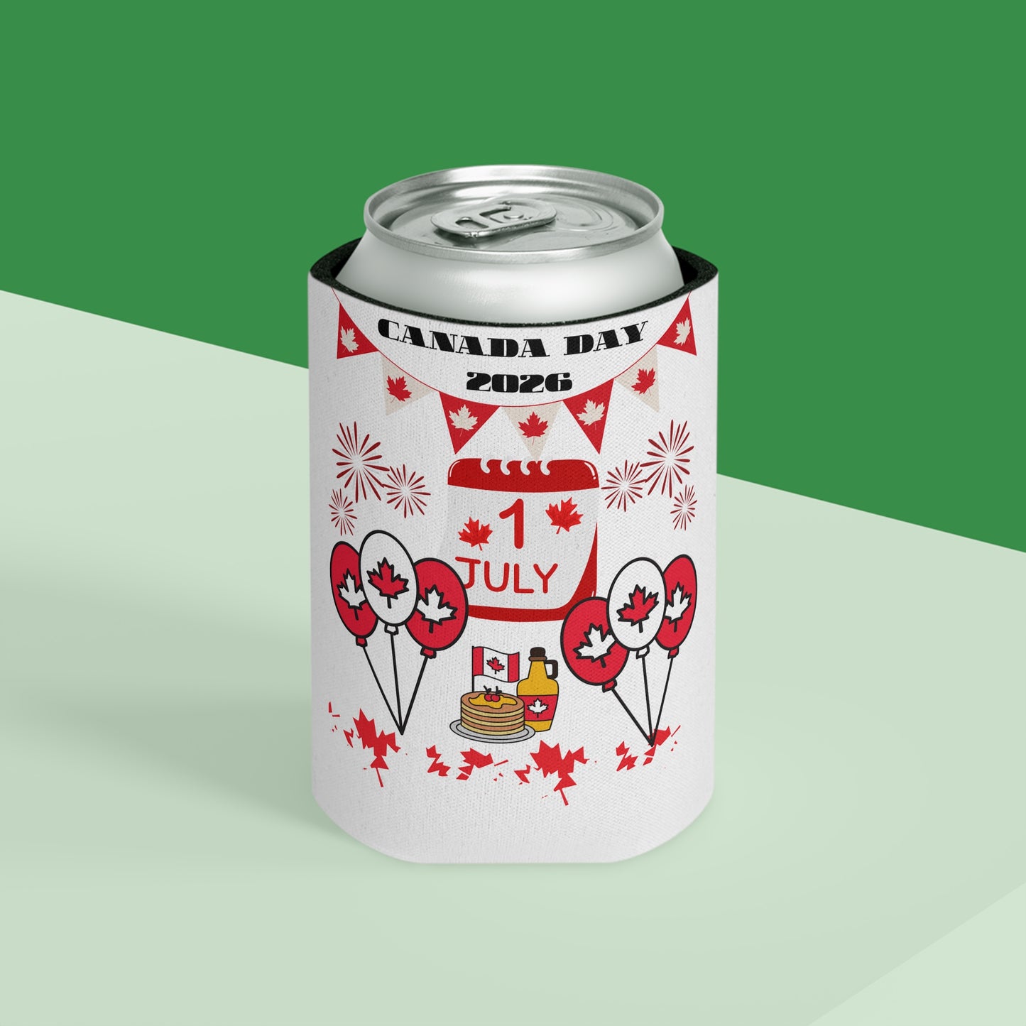 Canada Day Can Cooler — Happy Canada Day 1 July Patriotic Beverage Koozie