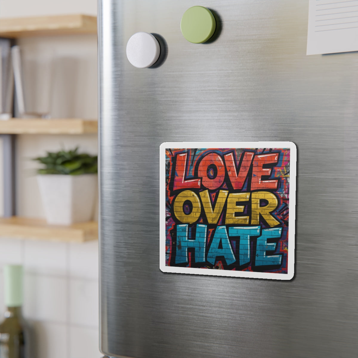 Love Over Hate Die-Cut Magnet — Inspirational Heart Sticker Magnet