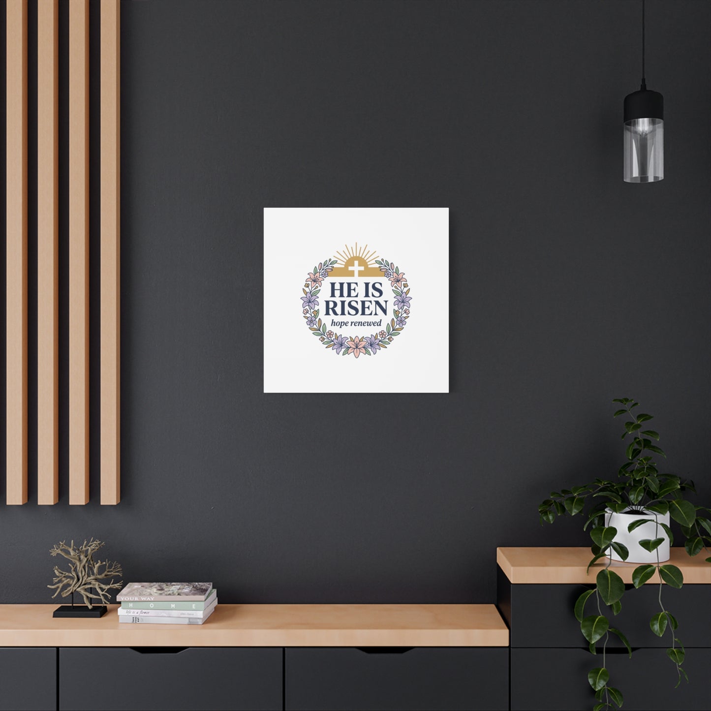 He Is Risen Canvas | Christian Easter Wall Art, Resurrection Scripture