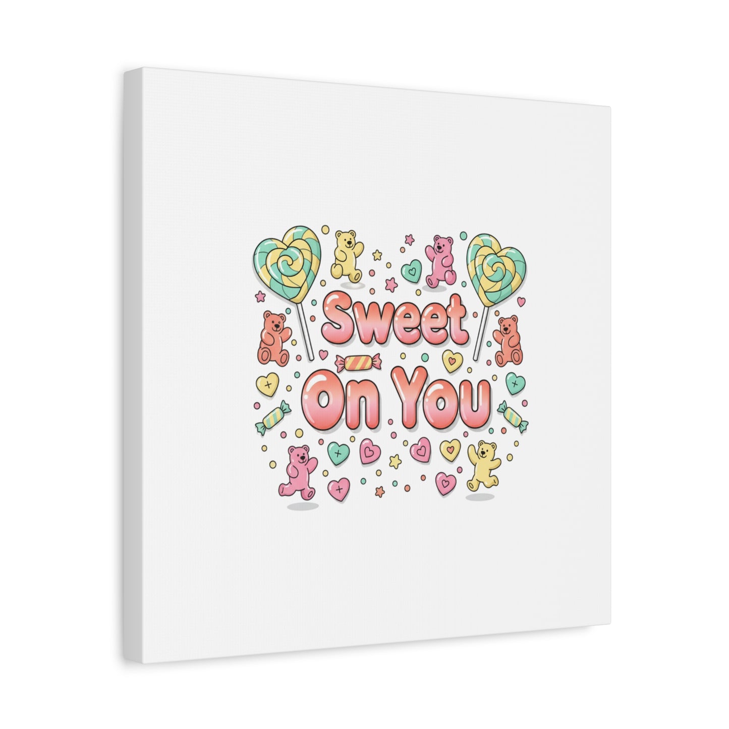 Sweet On You Canvas | Valentine Candycore heart candy pattern, pastel snackcore art