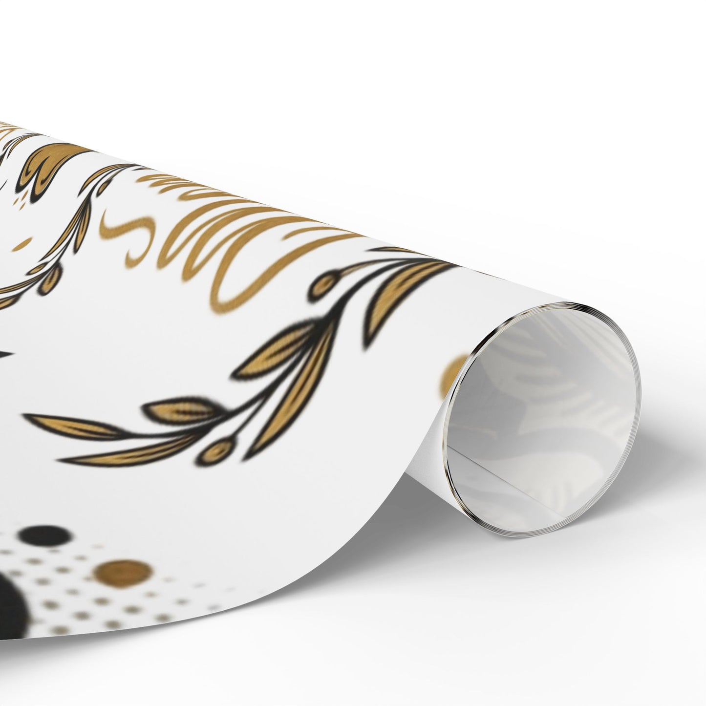 Mom & Love Floral Wrapping Paper – Gold Heart Gift Wrap for Mother's Day