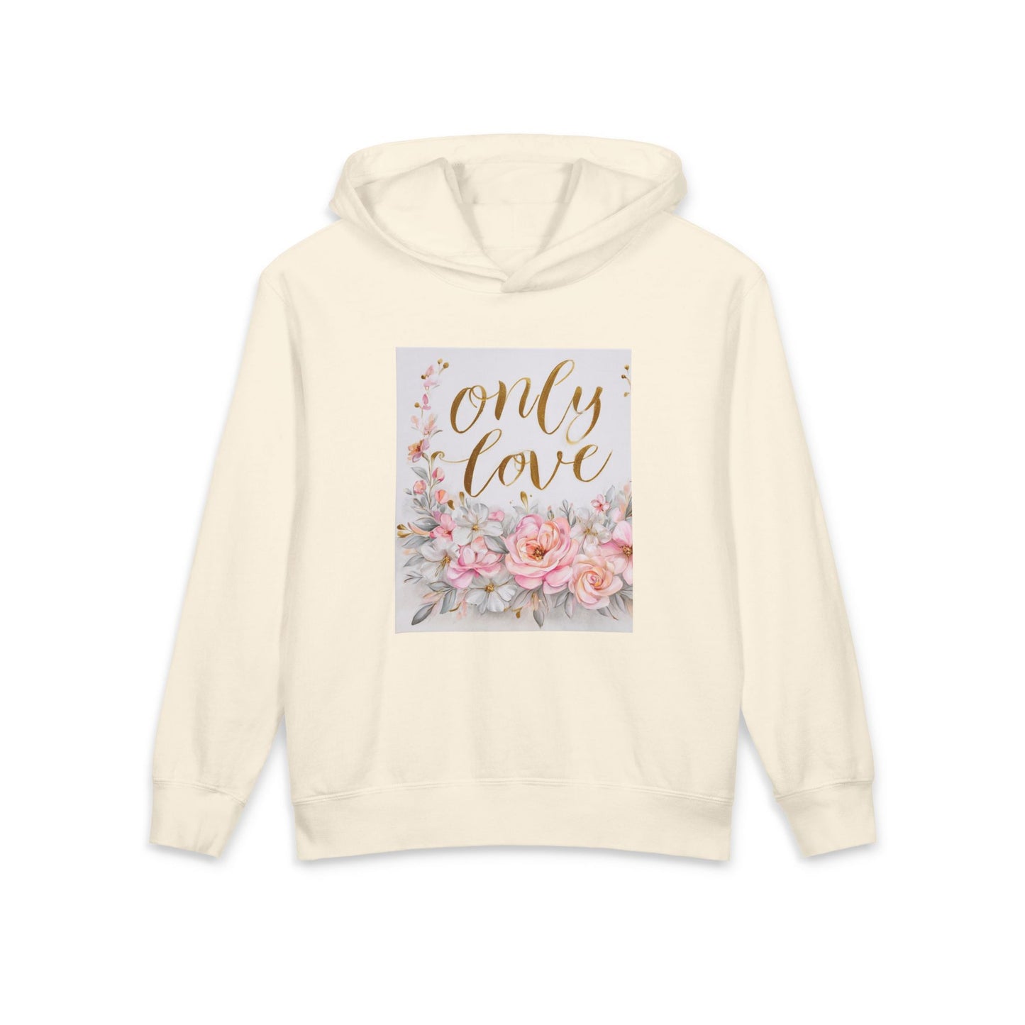 Youth Hoodie - "Only Love" Floral Graphic Lightweight Pullover